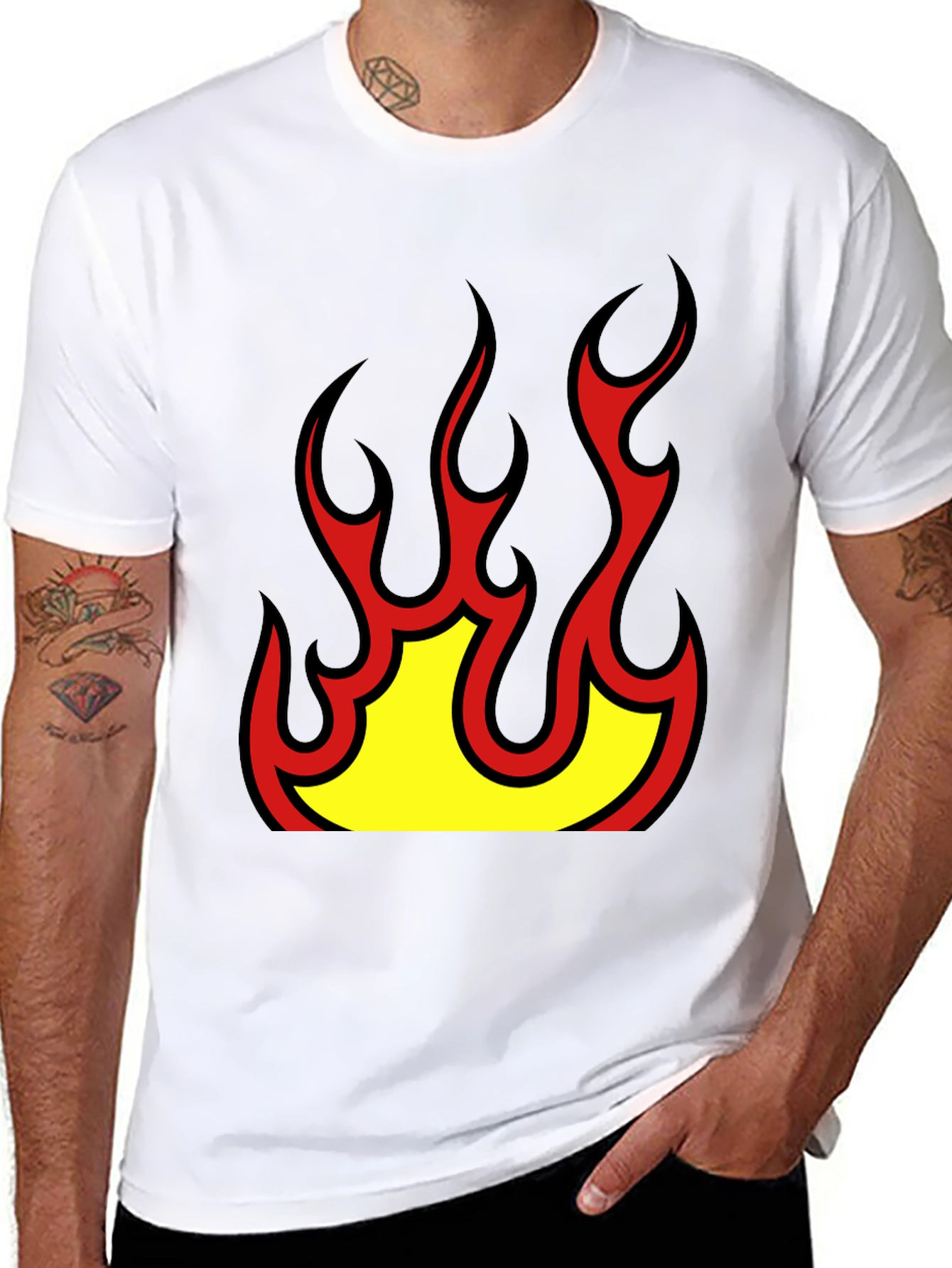Bold Flame Graphic Black T-Shirt