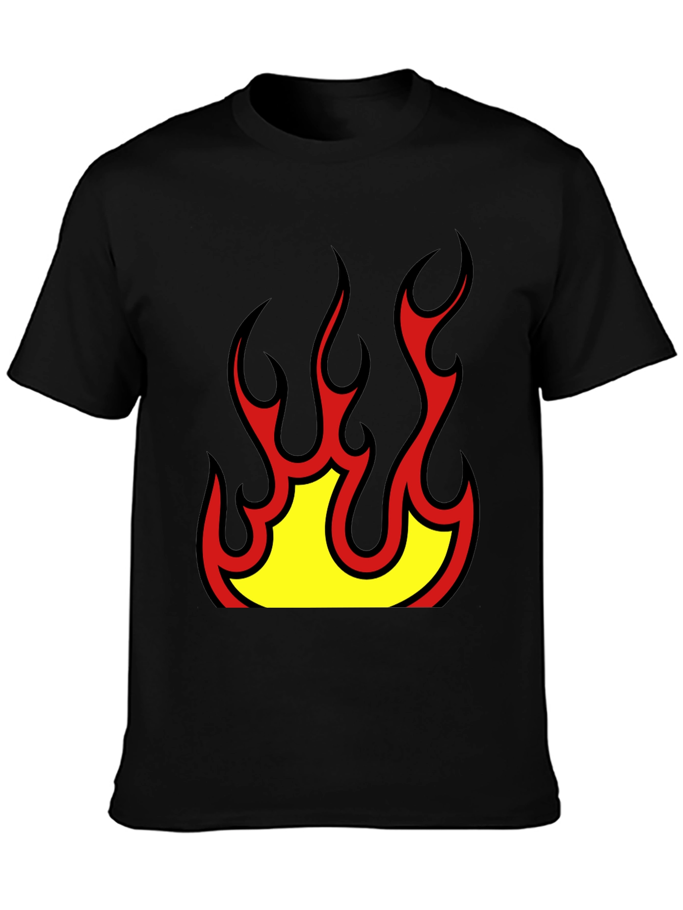 Bold Flame Graphic Black T-Shirt