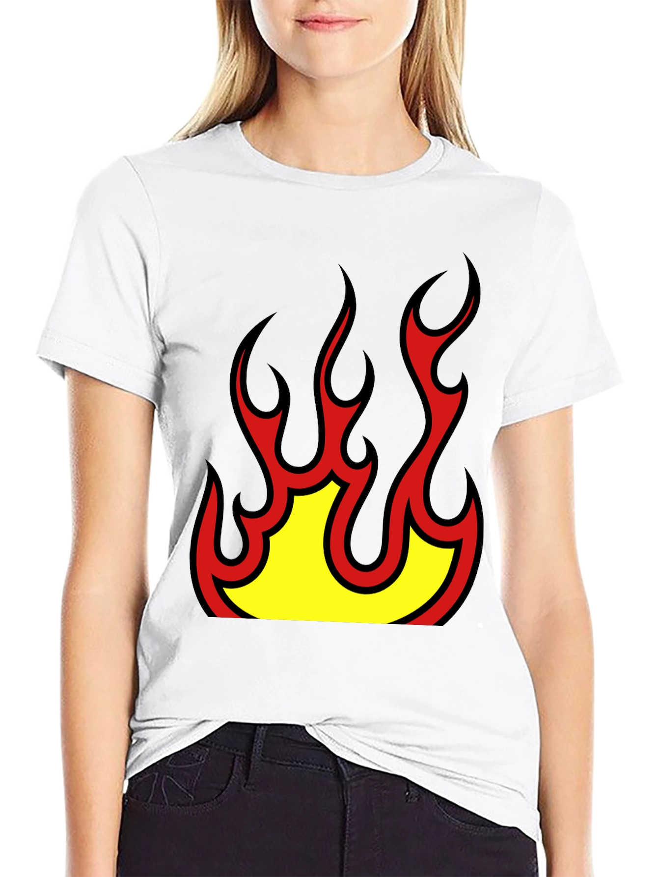 Bold Flame Graphic Black T-Shirt