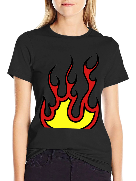 Bold Flame Graphic Black T-Shirt