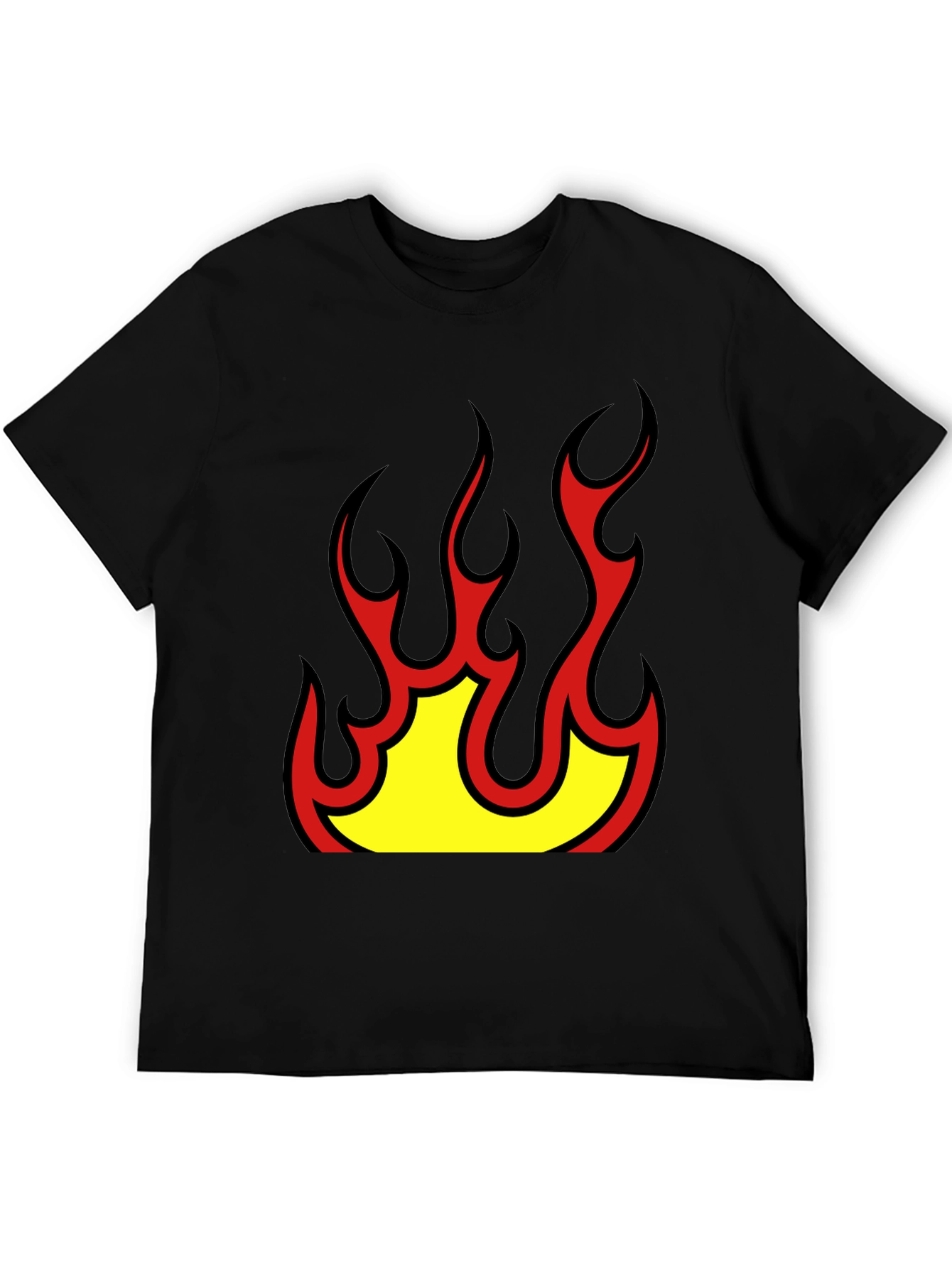 Bold Flame Graphic Black T-Shirt
