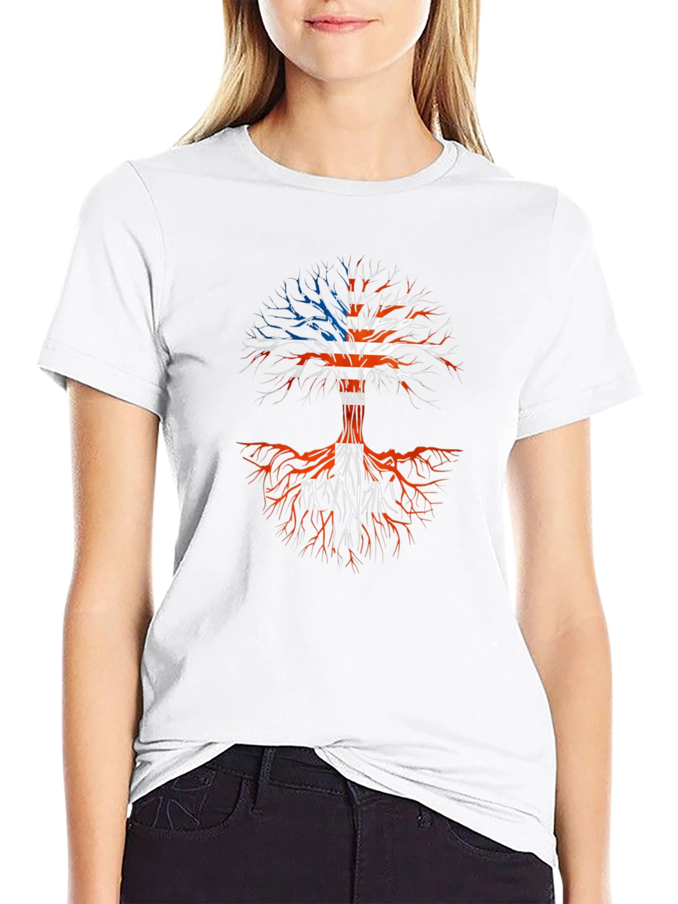 USA Roots Tree Graphic Tee - Patriotic American T-Shirt