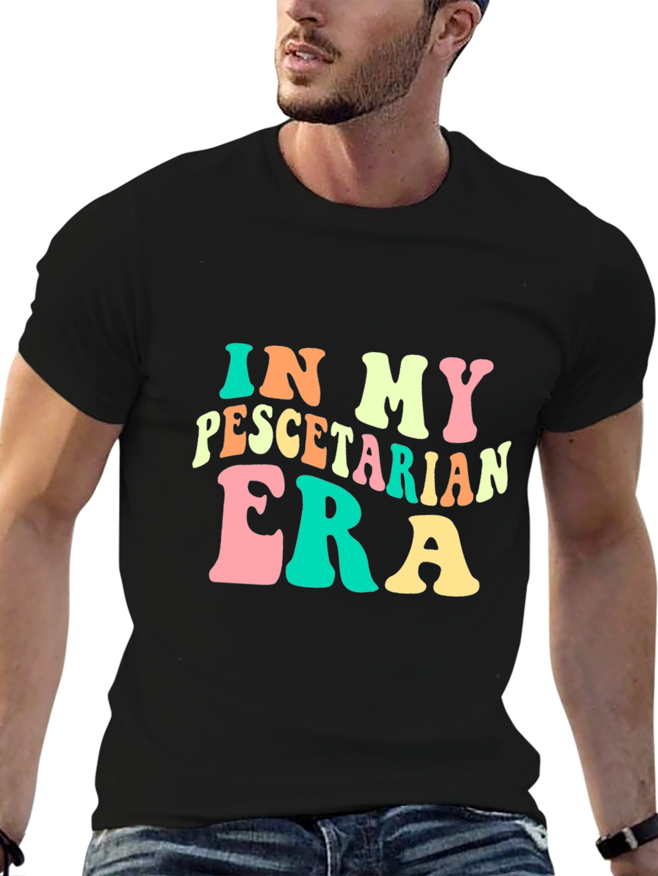 Pescatarian Era Black Graphic T-Shirt