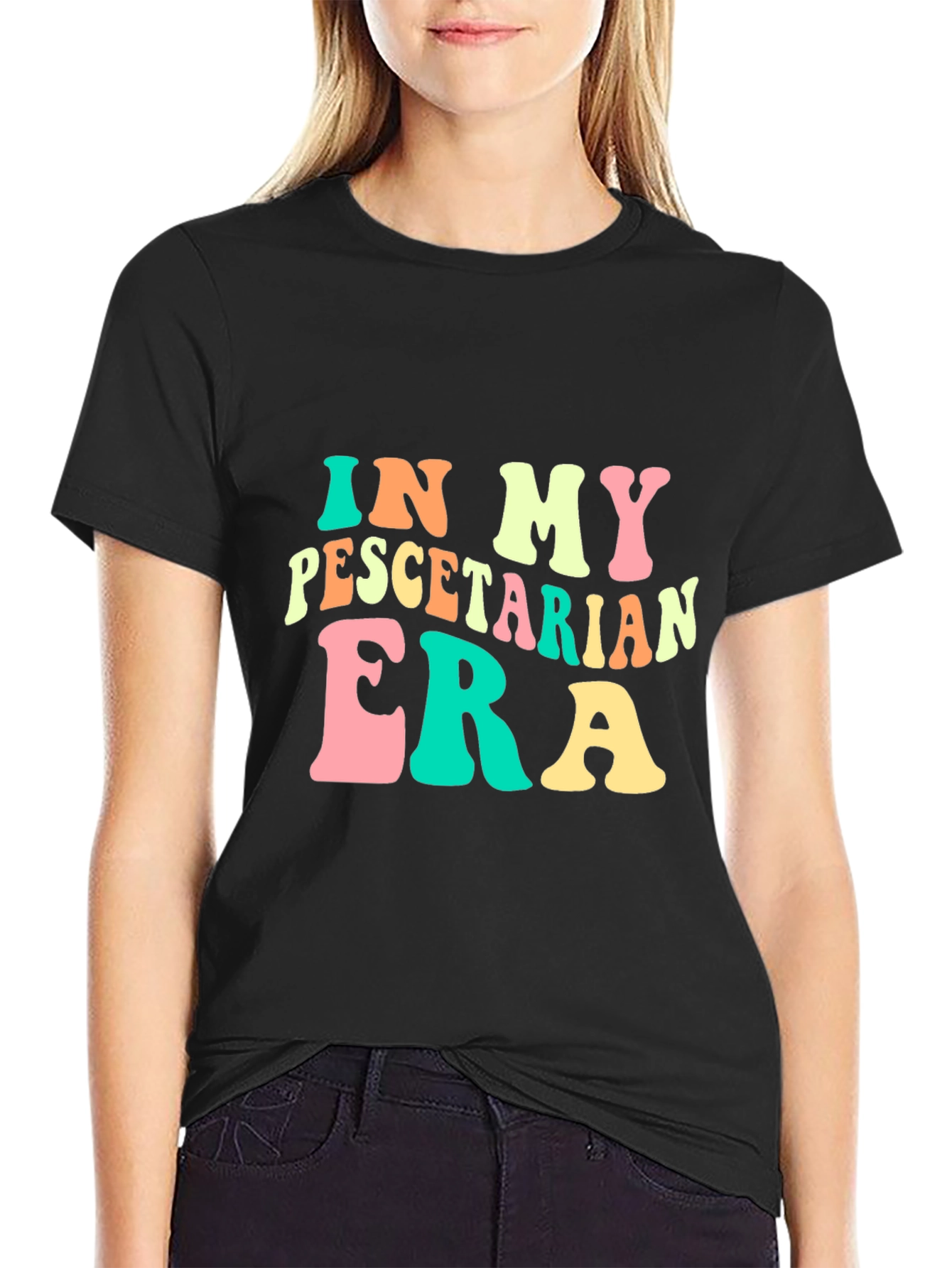 Pescatarian Era Black Graphic T-Shirt