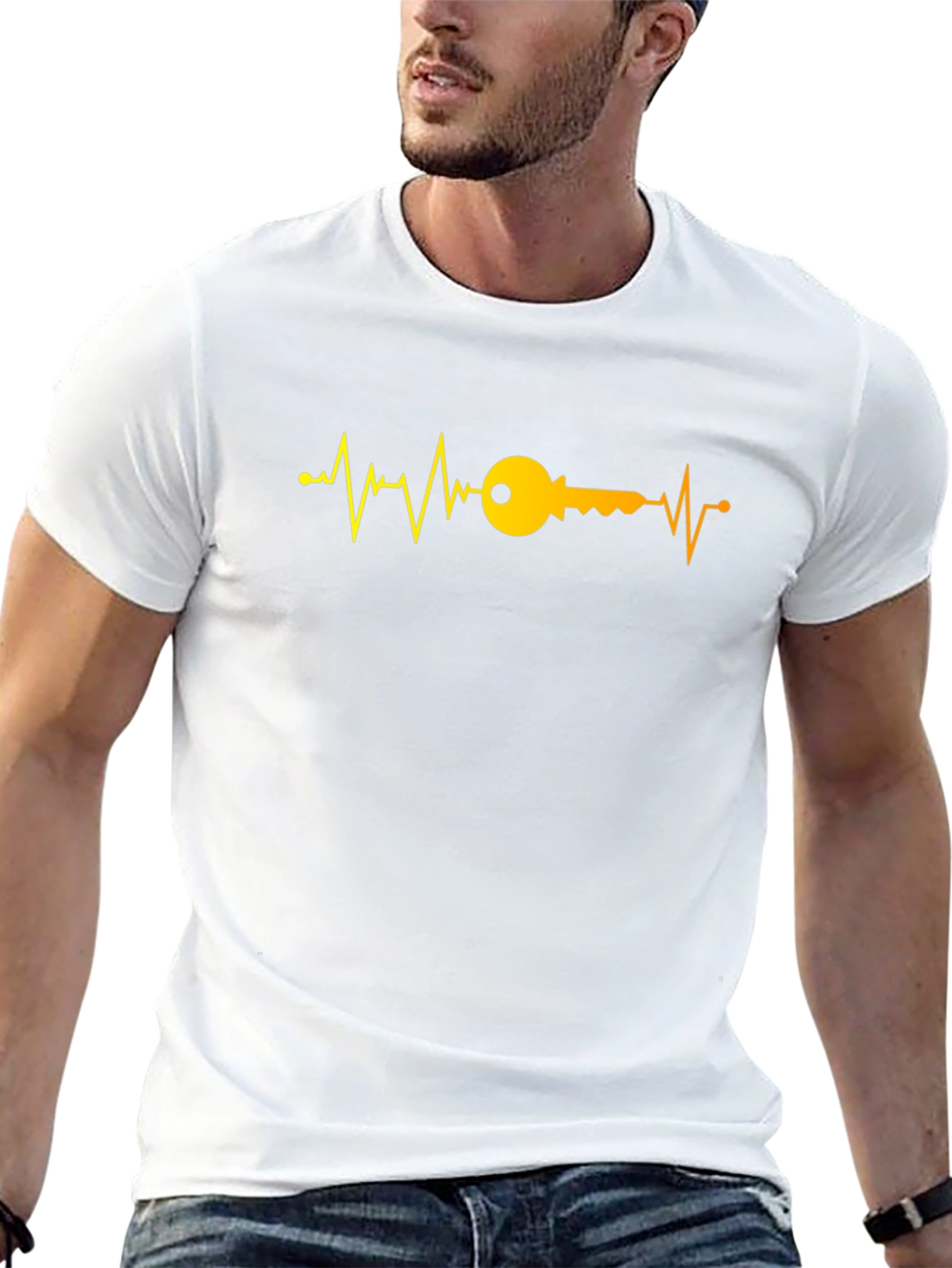 Heartbeat Key Graphic T-Shirt - Black