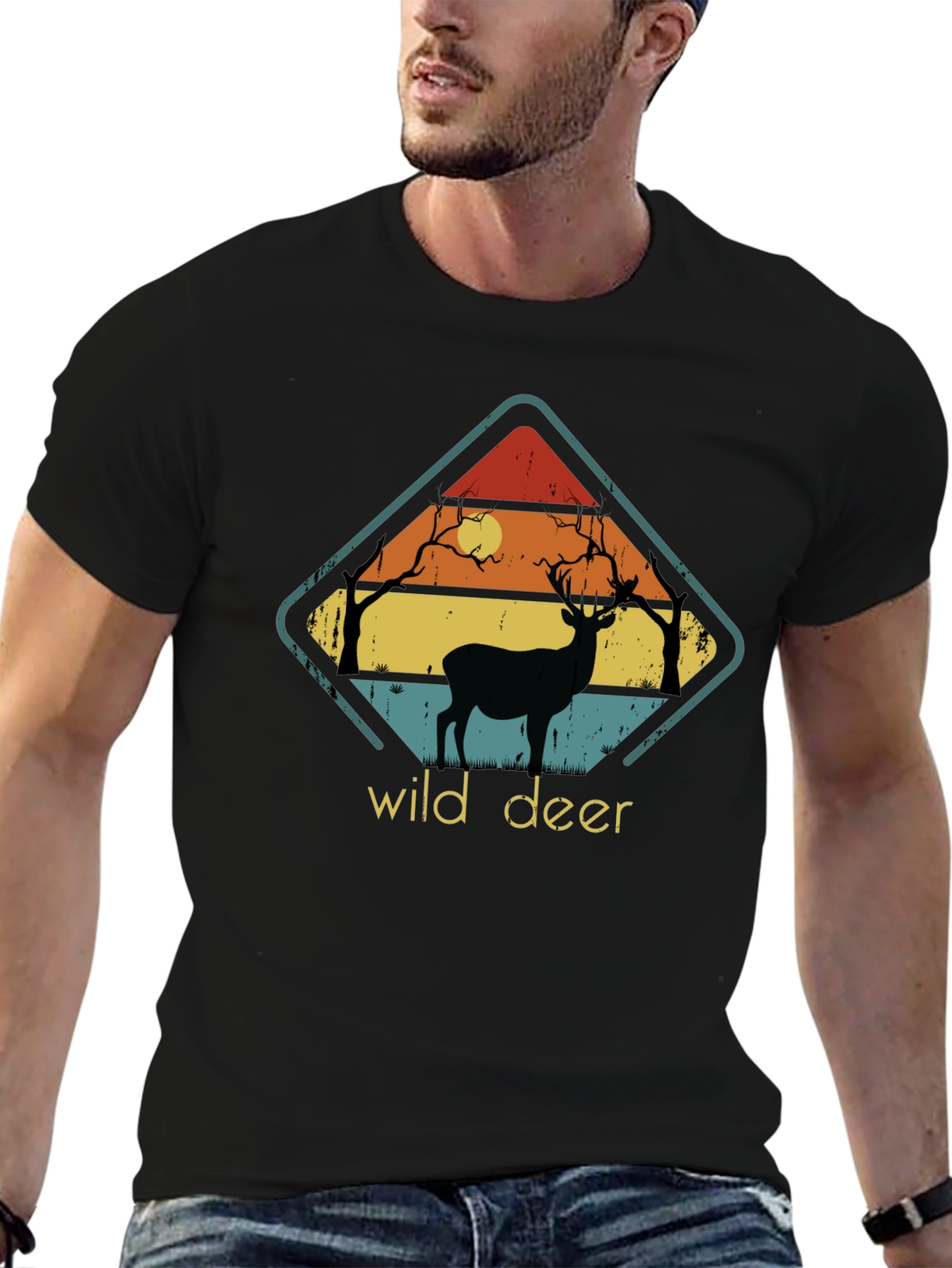 Wild Deer Graphic Tee - Retro Style