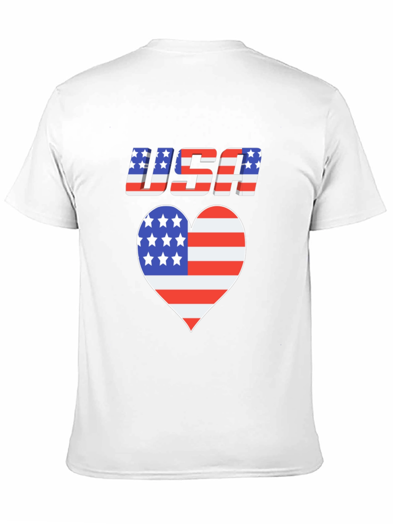 USA Flag Heart Graphic Black T-Shirt Patriotic