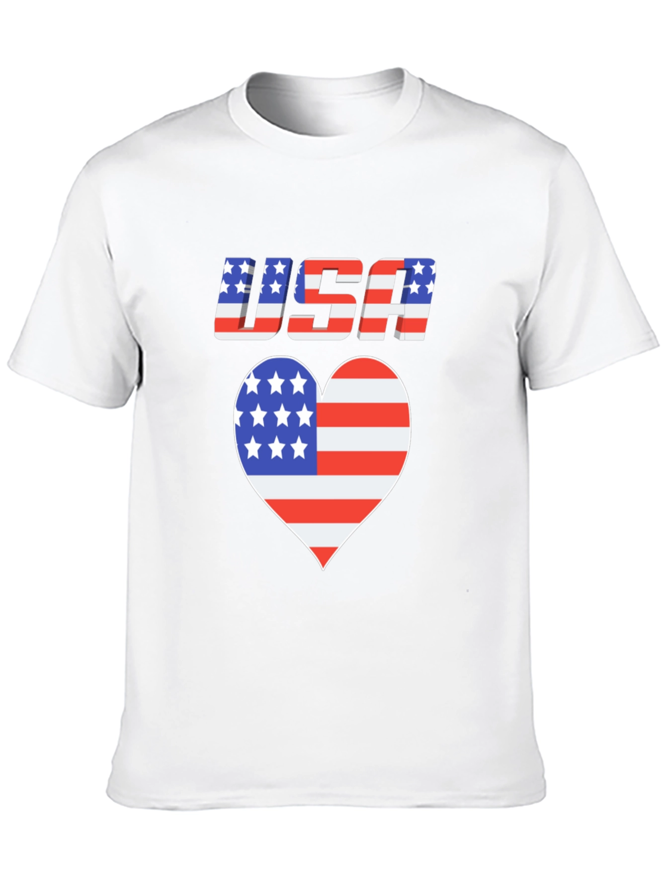 USA Flag Heart Graphic Black T-Shirt Patriotic