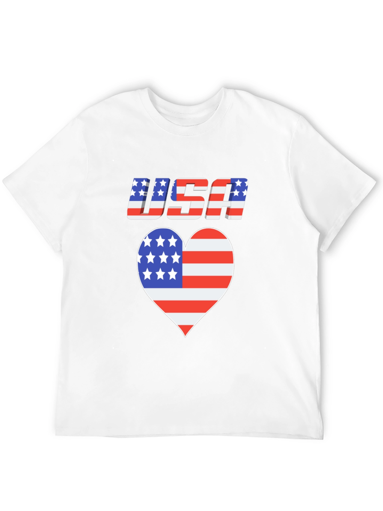 USA Flag Heart Graphic Black T-Shirt Patriotic