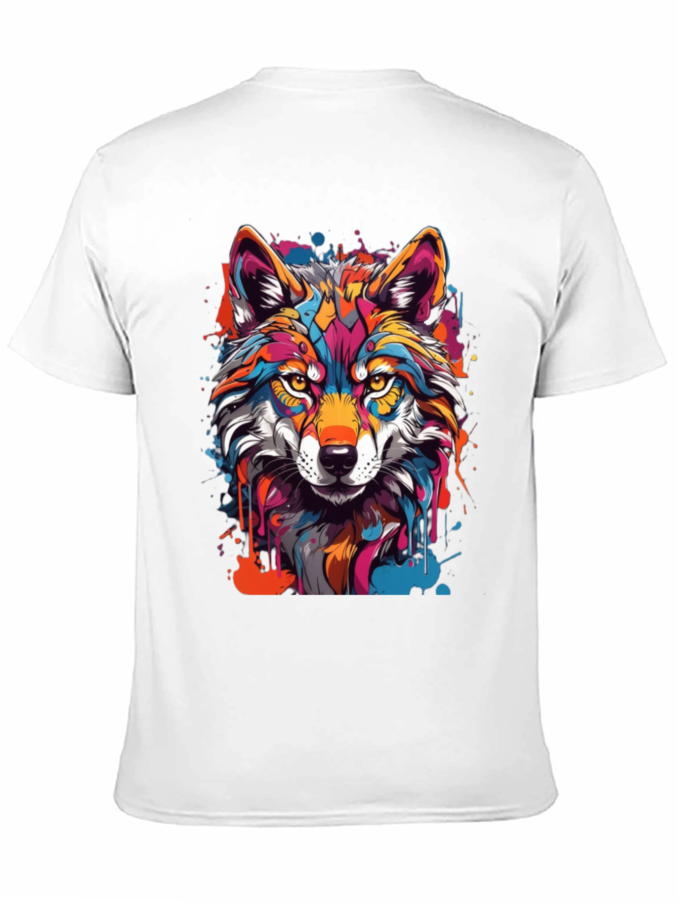 Vibrant Wolf Graphic Tee - Mens Black T-Shirt