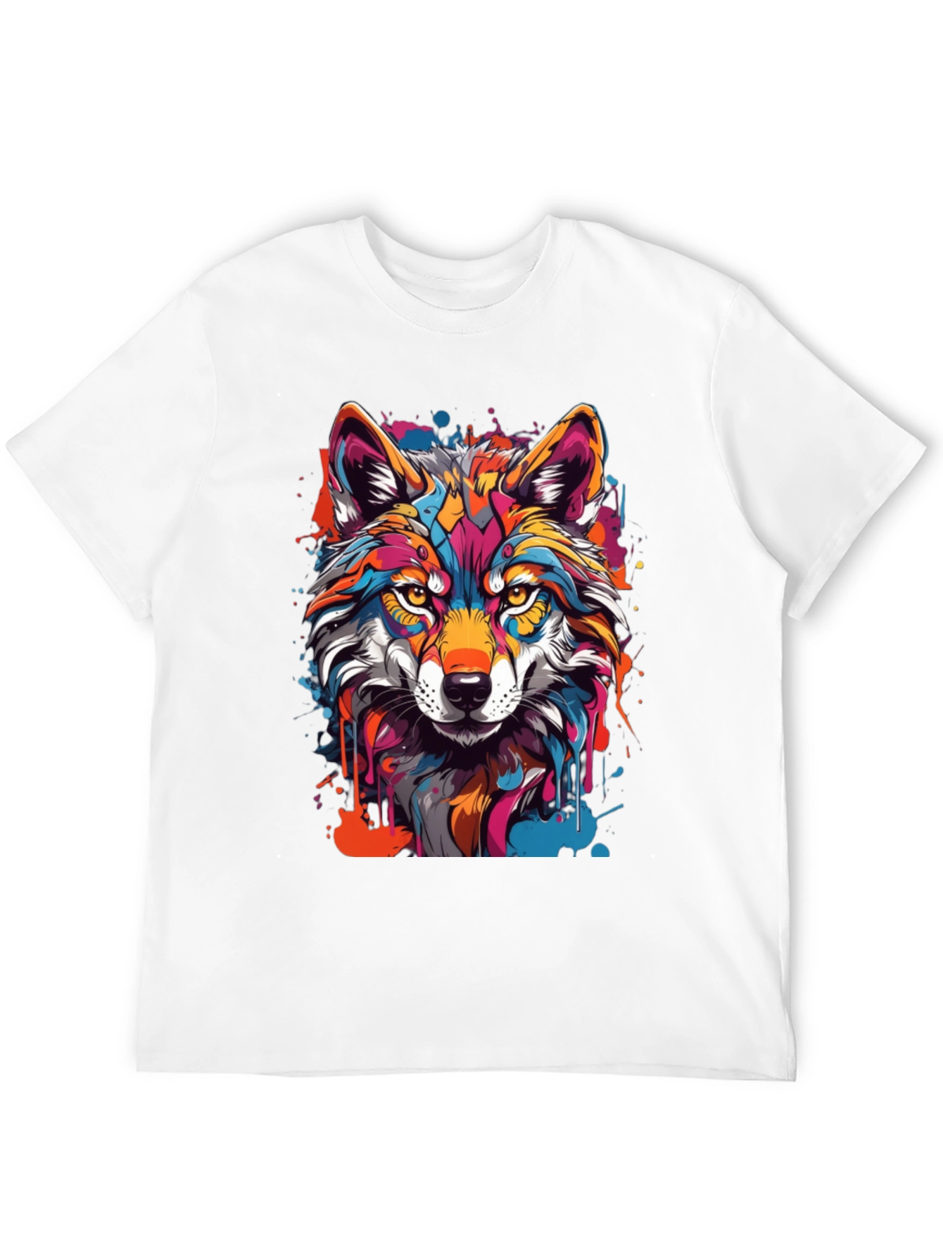 Vibrant Wolf Graphic Tee - Mens Black T-Shirt