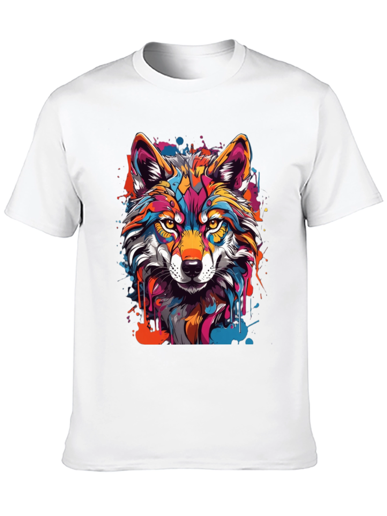 Vibrant Wolf Graphic Tee - Mens Black T-Shirt