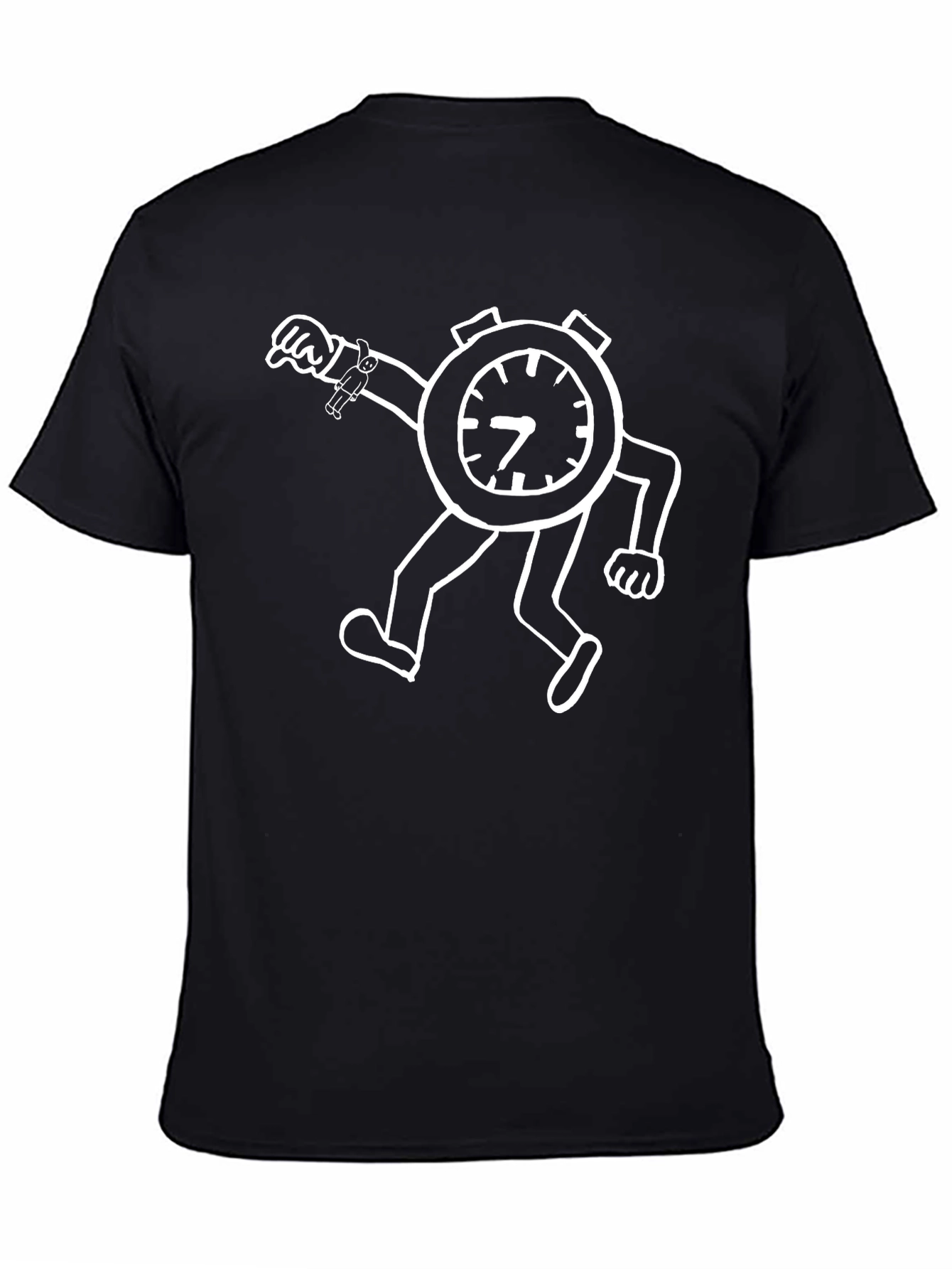 Novelty Cartoon Clock Graphic T-Shirt