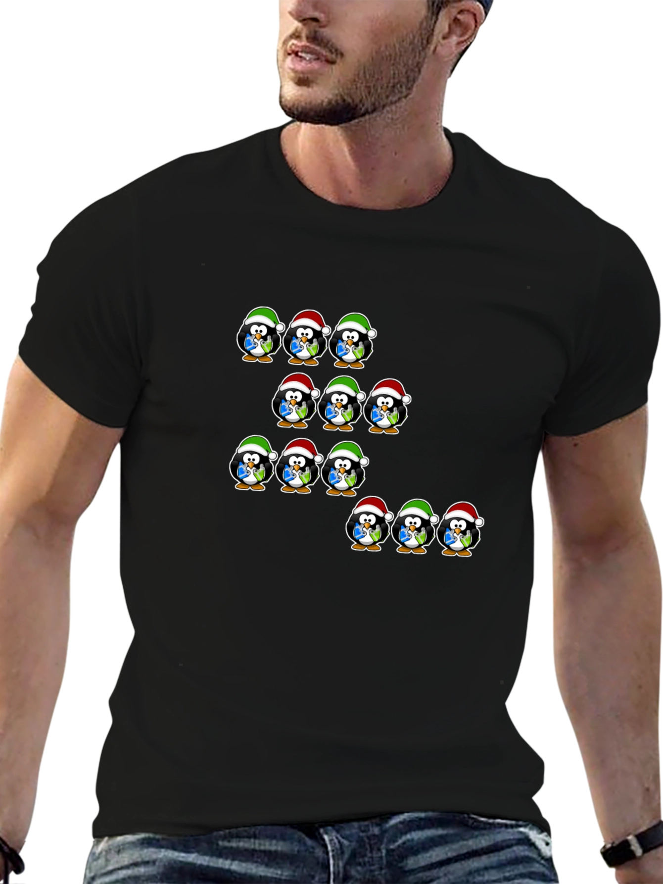 Festive Penguin Christmas T-Shirt - Holiday Cheer