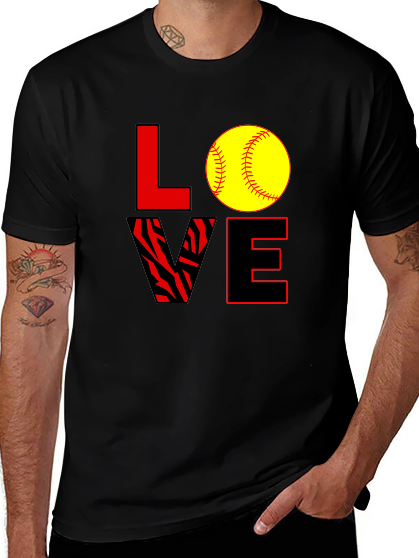 Love Softball Graphic Tee - Black
