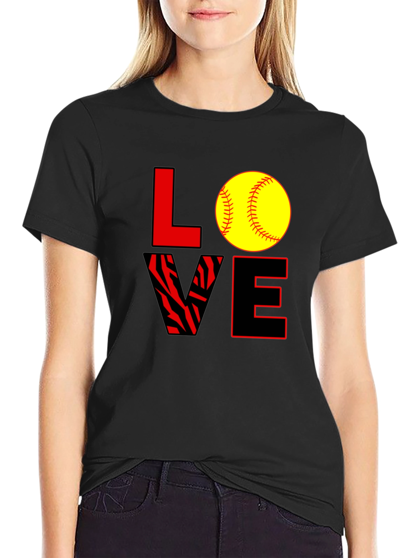 Love Softball Graphic Tee - Black