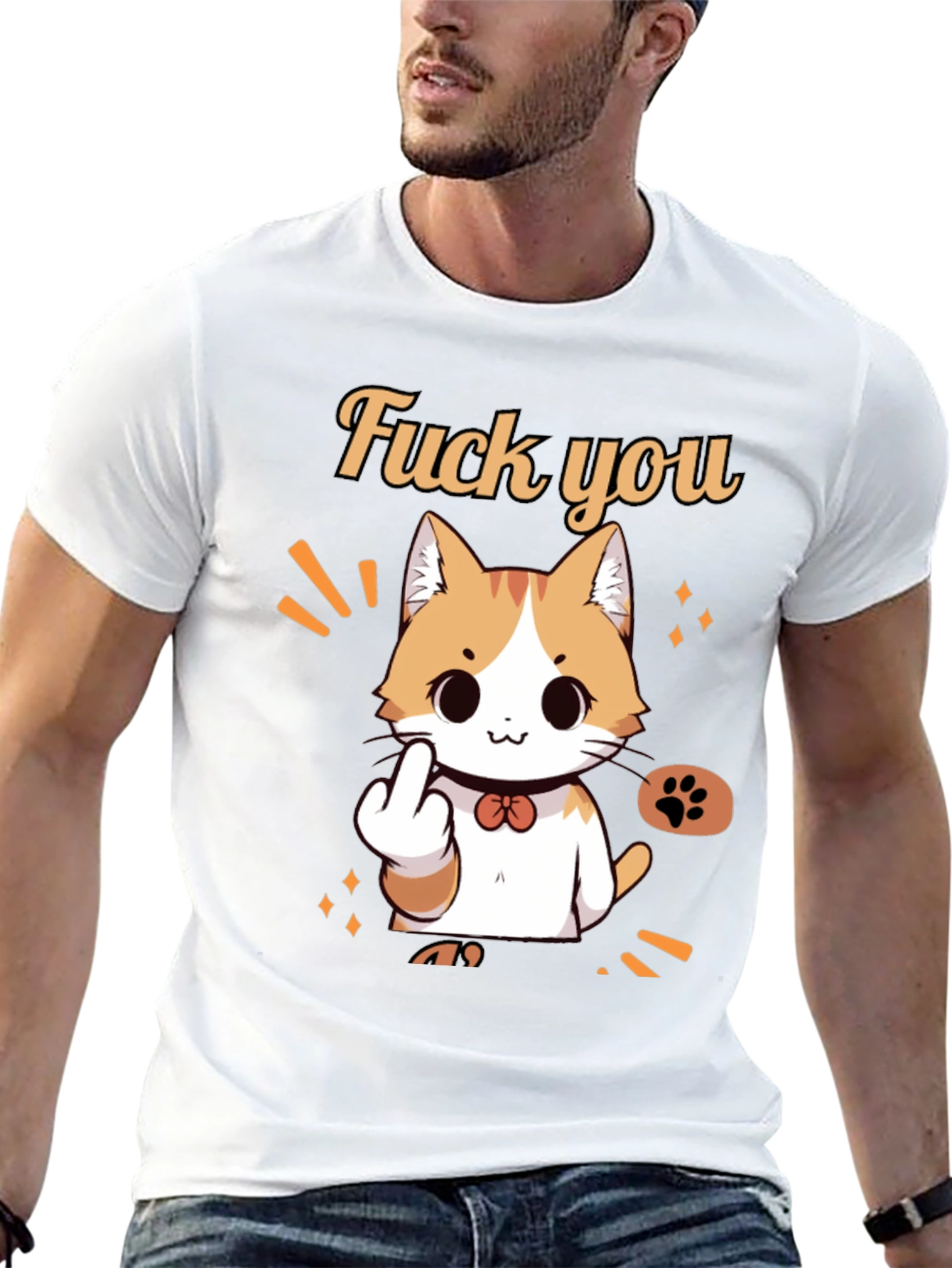 Funny Cat Middle Finger Graphic Tee