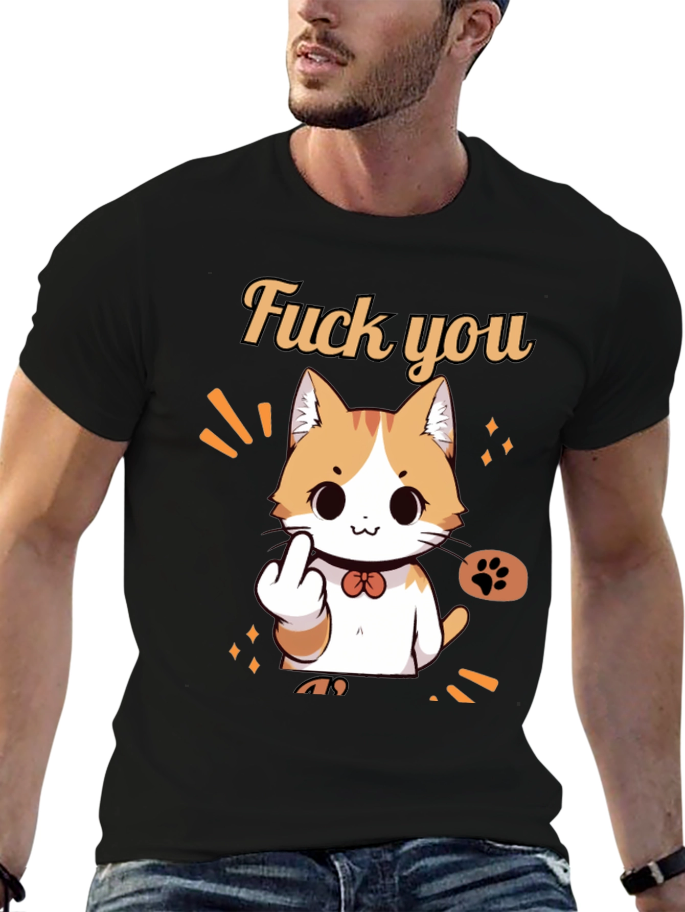 Funny Cat Middle Finger Graphic Tee