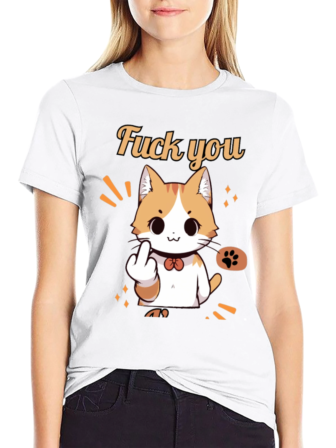 Funny Cat Middle Finger Graphic Tee
