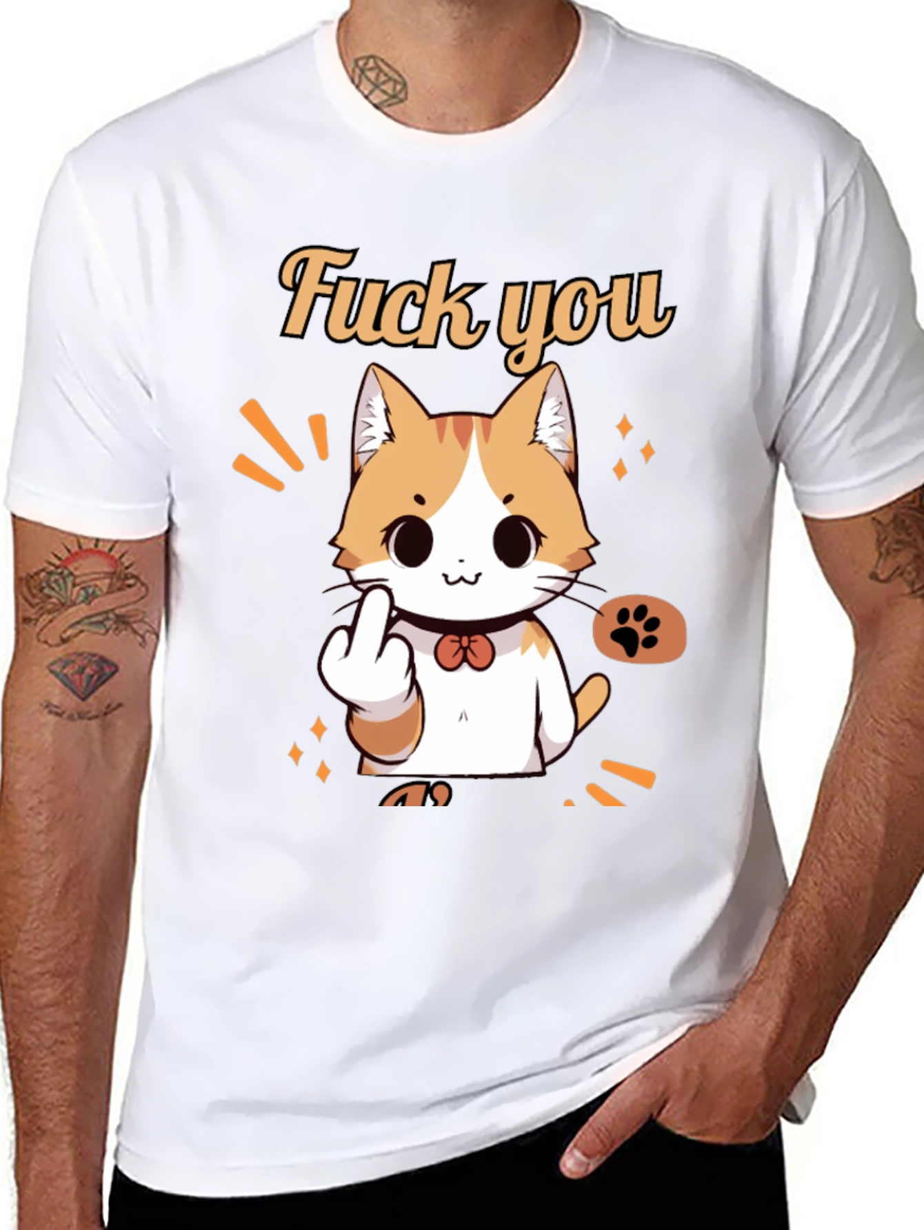 Funny Cat Middle Finger Graphic Tee