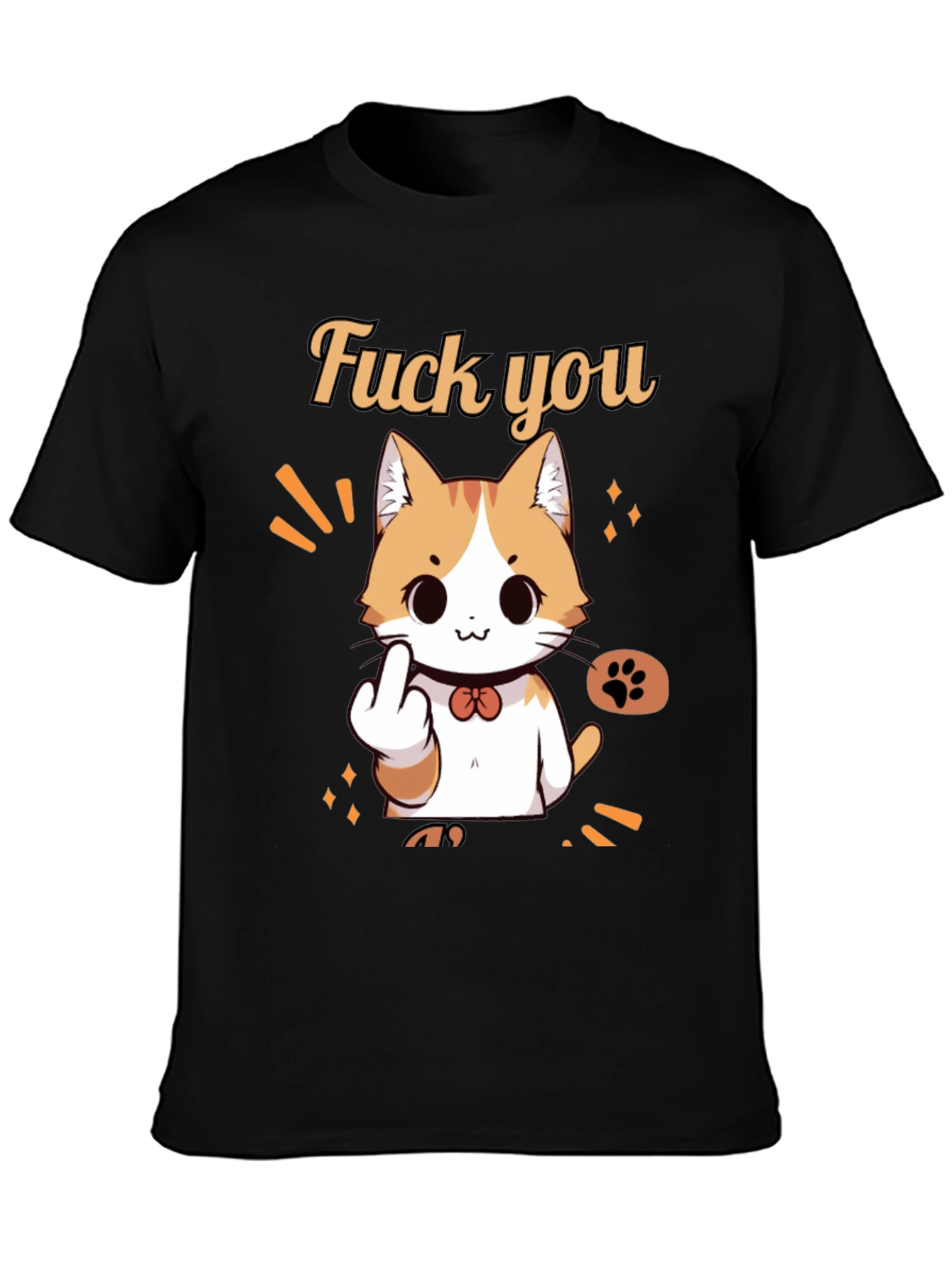 Funny Cat Middle Finger Graphic Tee