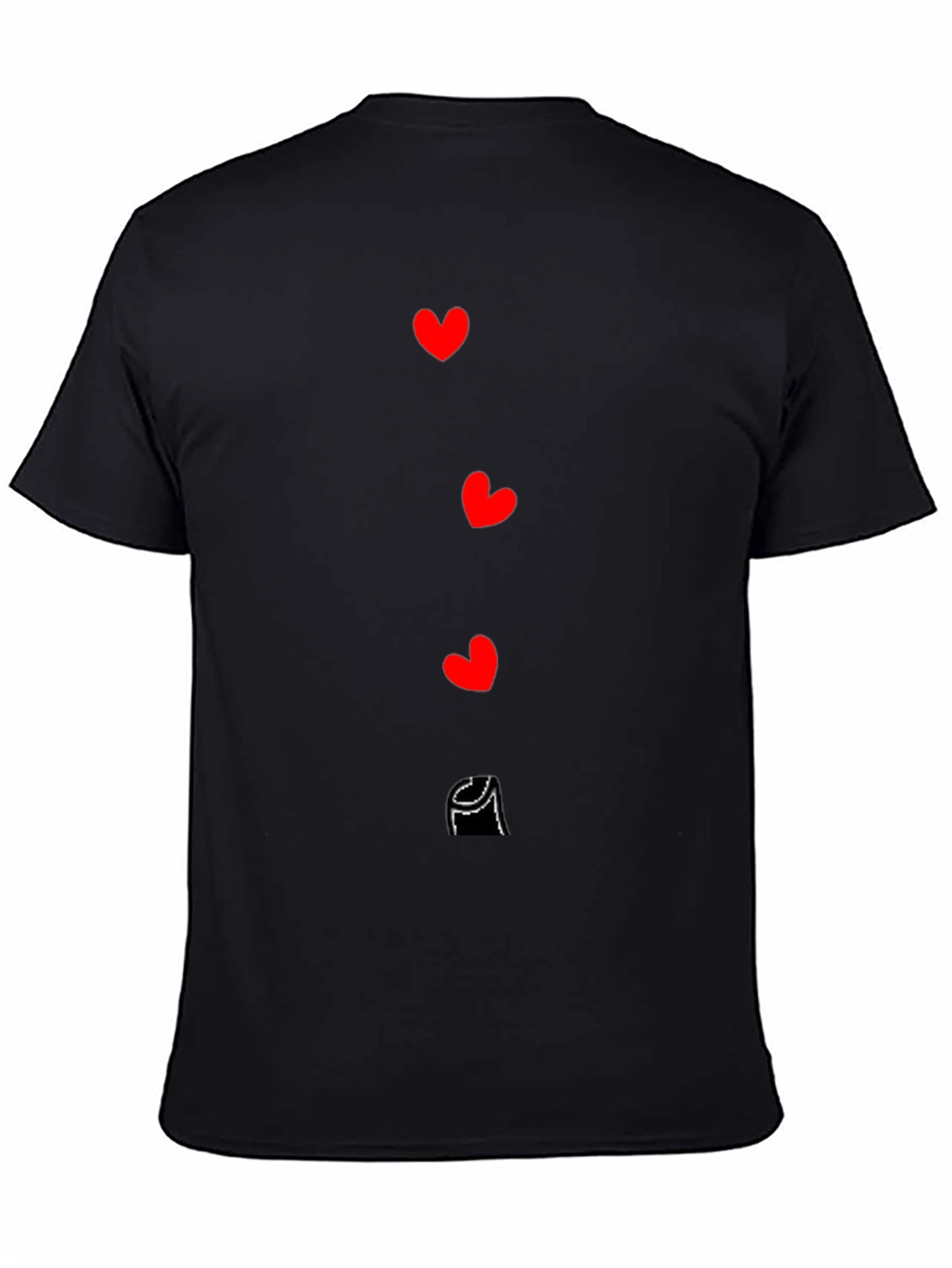 Mens Black T-shirt with Red Hearts & Crown Graphic