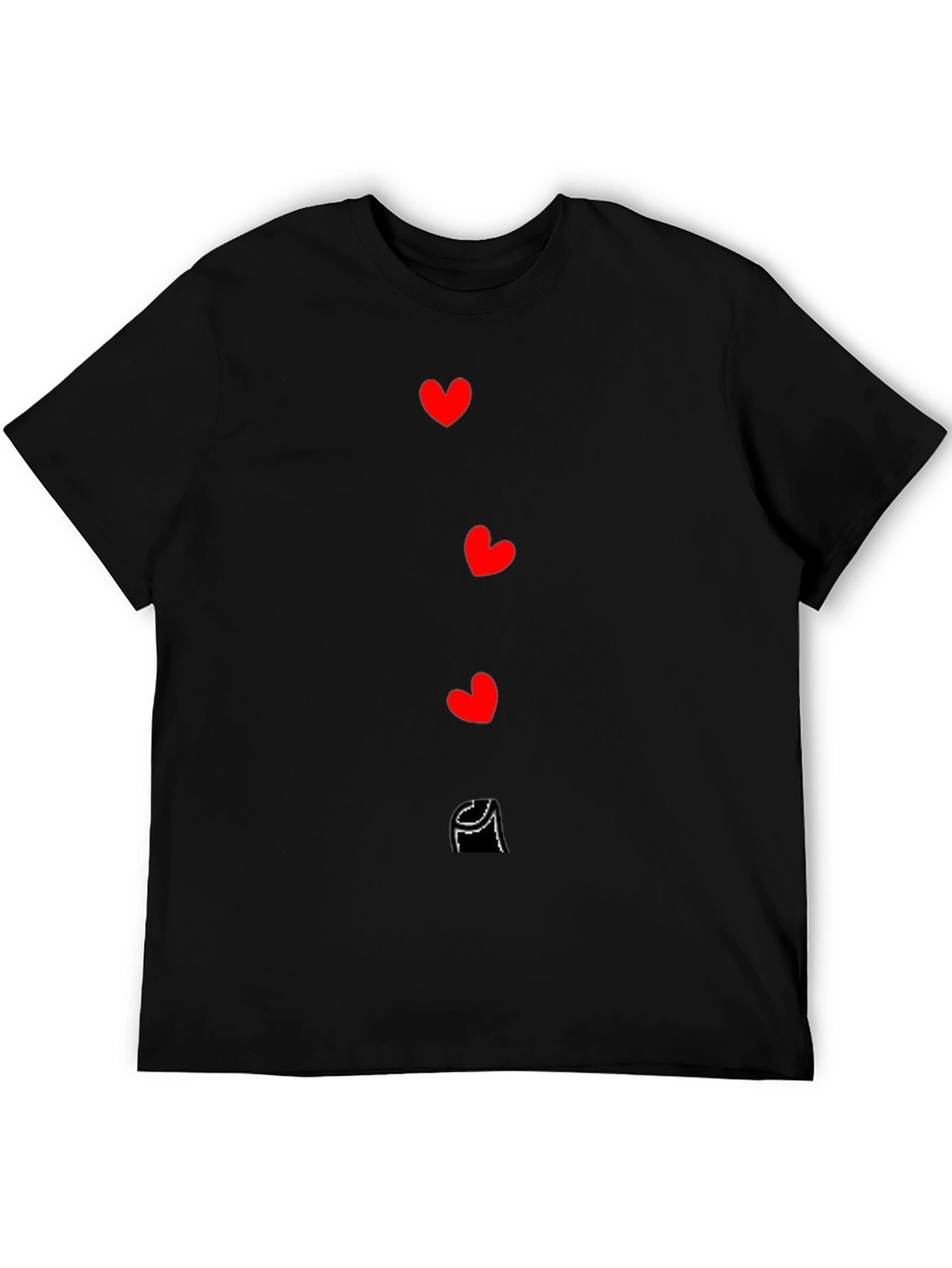 Mens Black T-shirt with Red Hearts & Crown Graphic