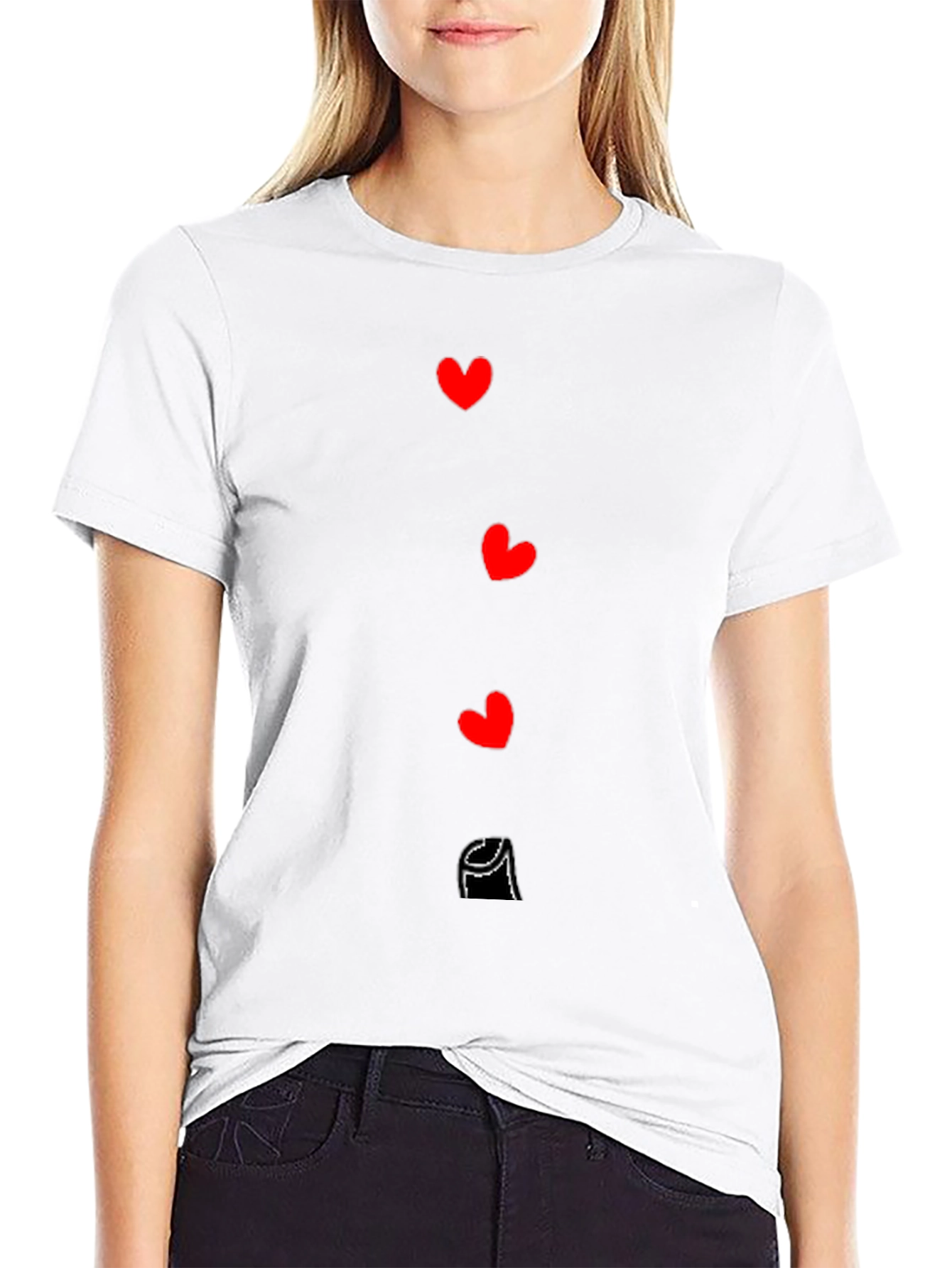 Mens Black T-shirt with Red Hearts & Crown Graphic