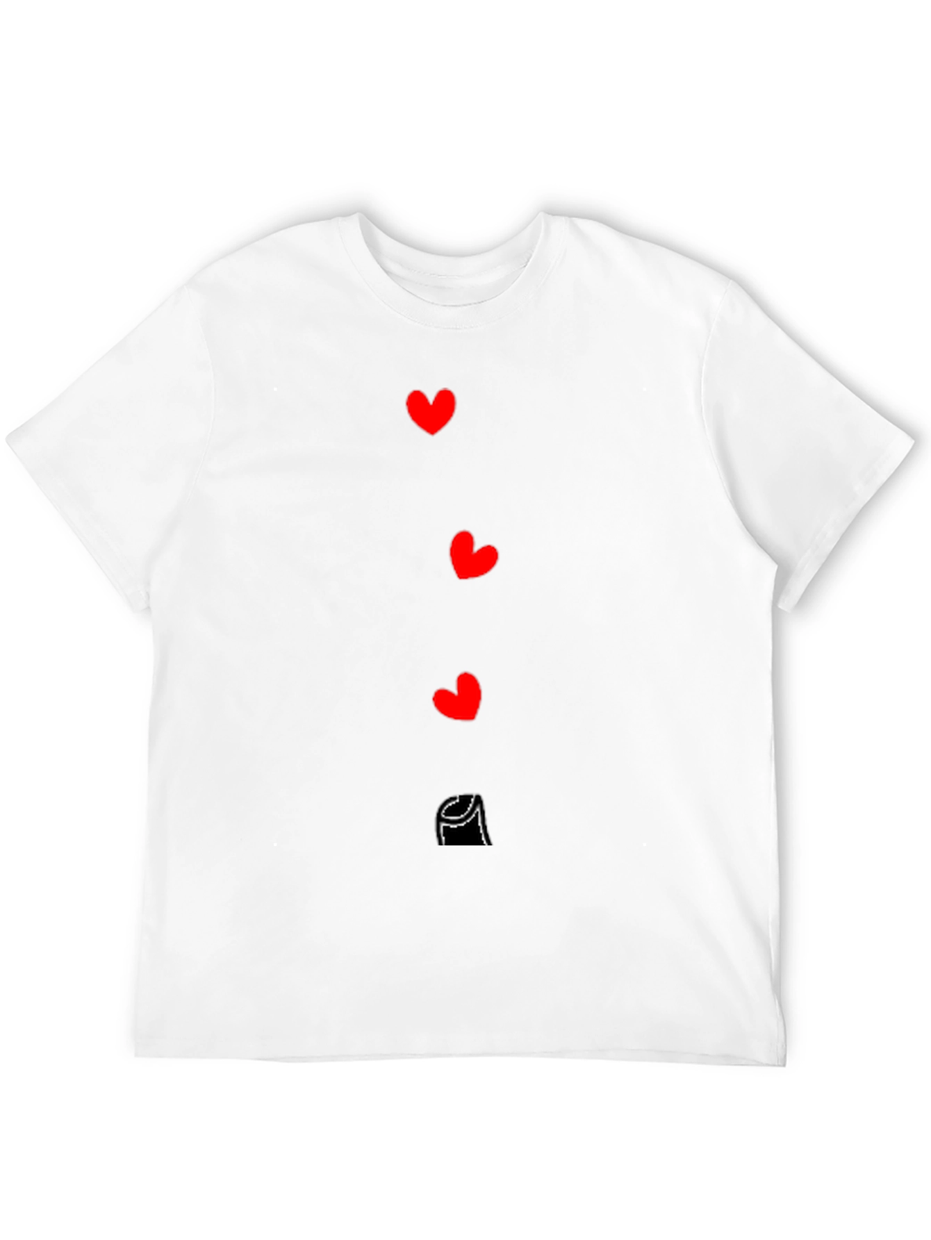 Mens Black T-shirt with Red Hearts & Crown Graphic