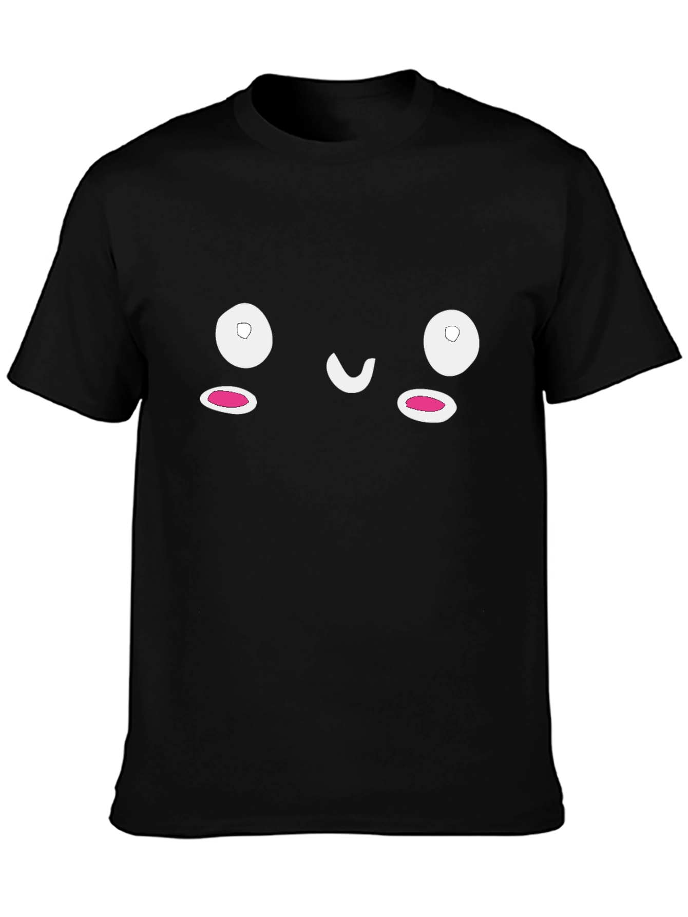 Cute Face Graphic Black T-Shirt