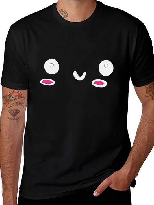 Cute Face Graphic Black T-Shirt