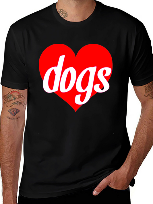 I Heart Dogs Graphic Tee - Black Crew Neck Shirt