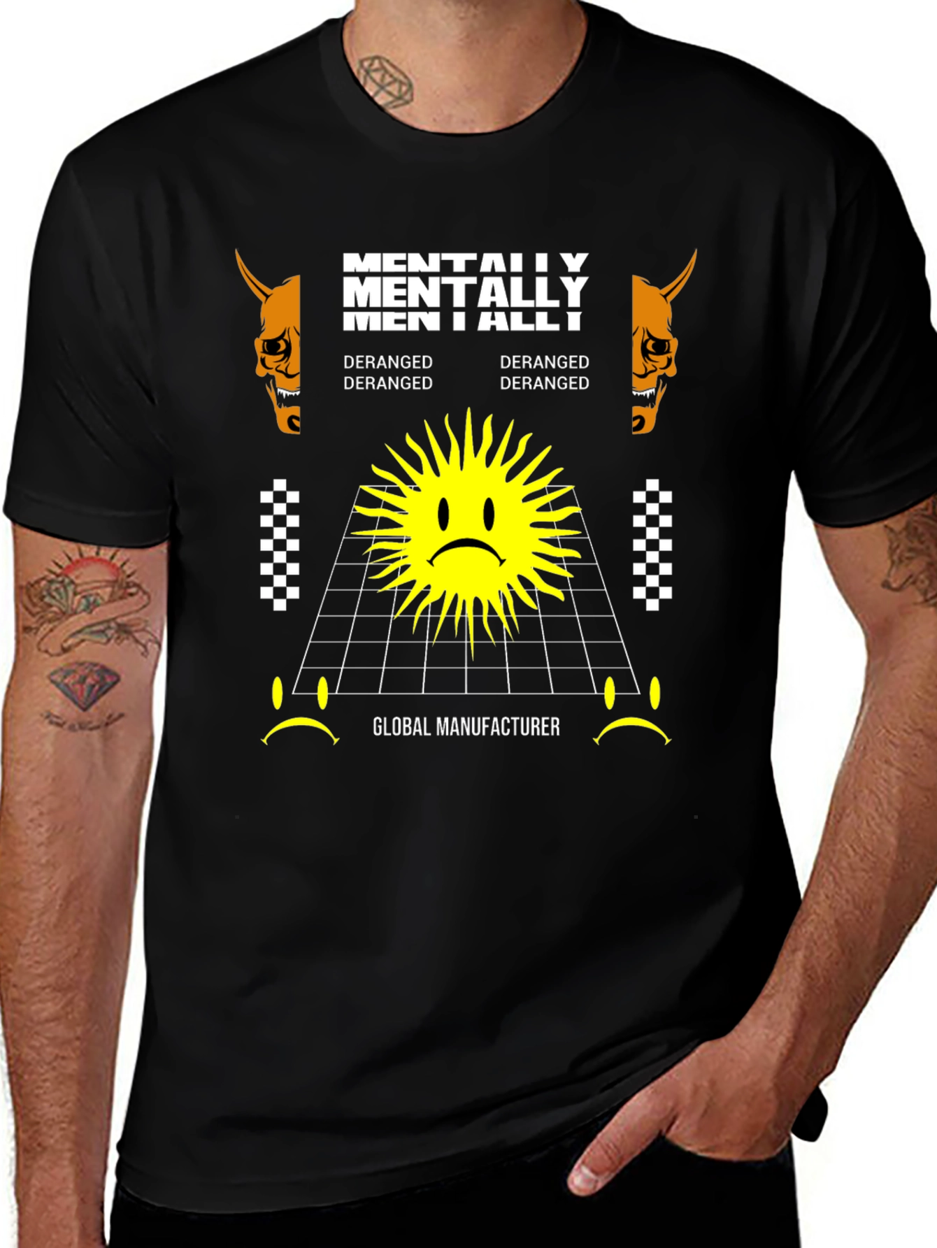 Mentally Deranged Graphic Tee - Black Cotton T-Shirt