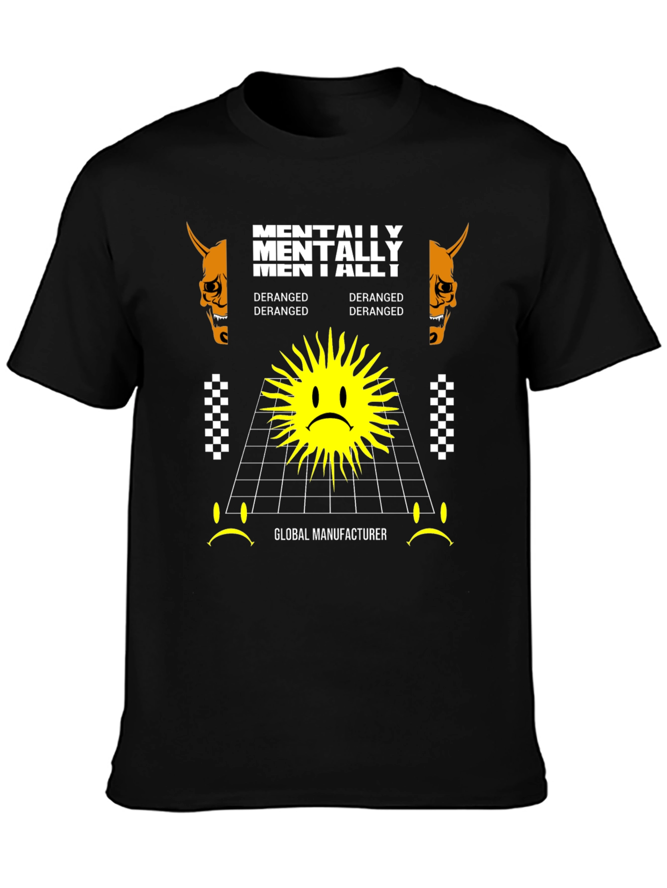 Mentally Deranged Graphic Tee - Black Cotton T-Shirt