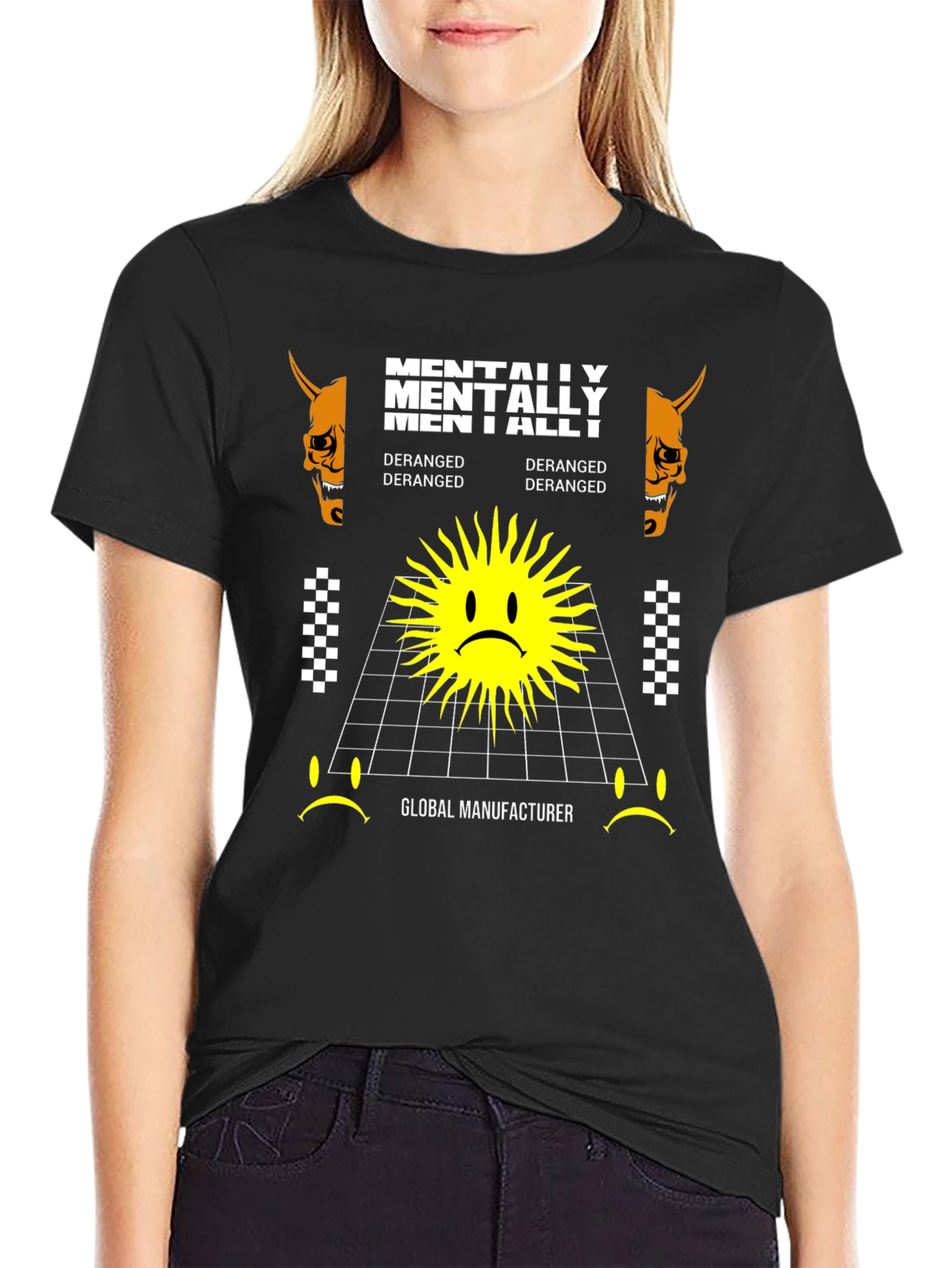 Mentally Deranged Graphic Tee - Black Cotton T-Shirt