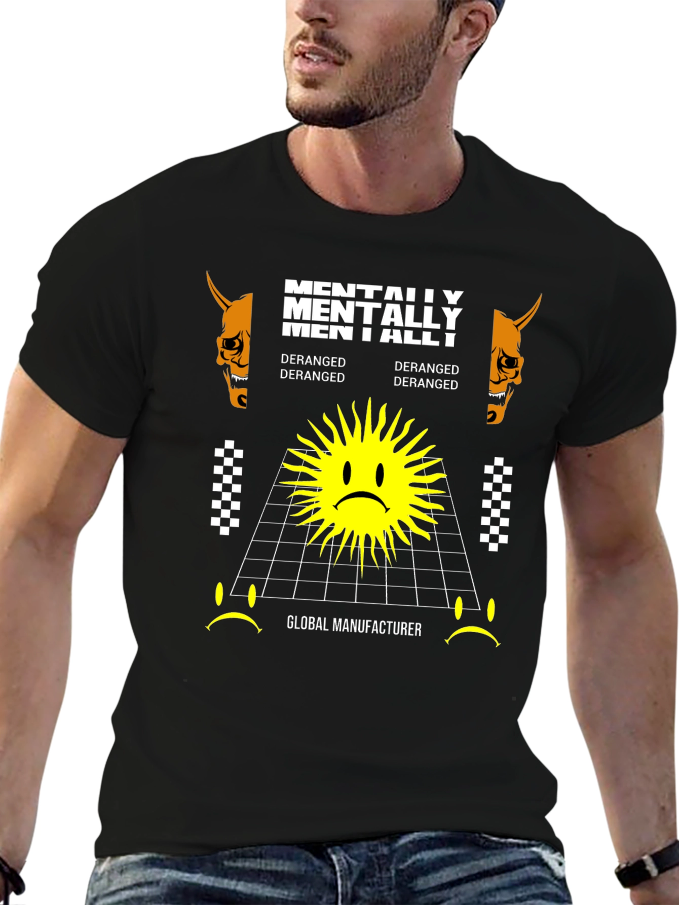Mentally Deranged Graphic Tee - Black Cotton T-Shirt