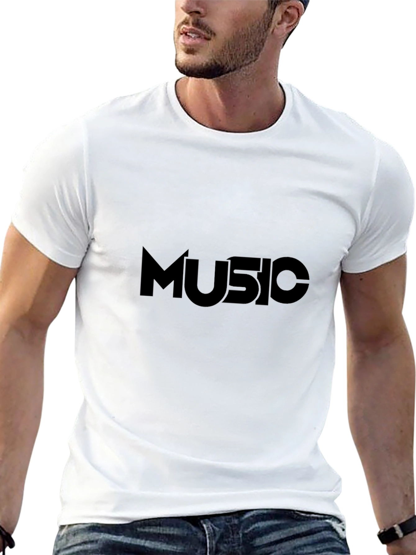 Music Graphic Tee - Black Cotton T-Shirt
