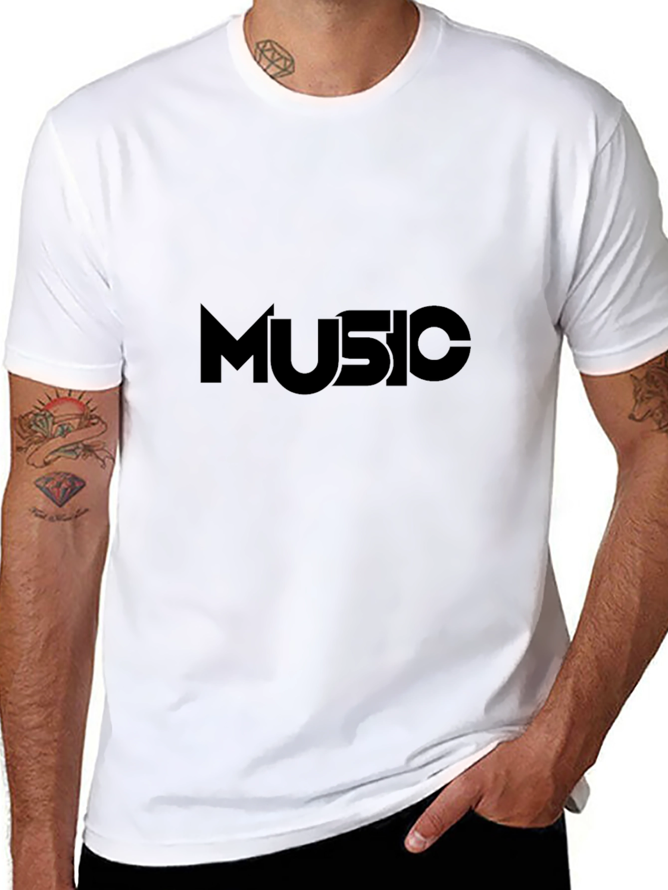 Music Graphic Tee - Black Cotton T-Shirt