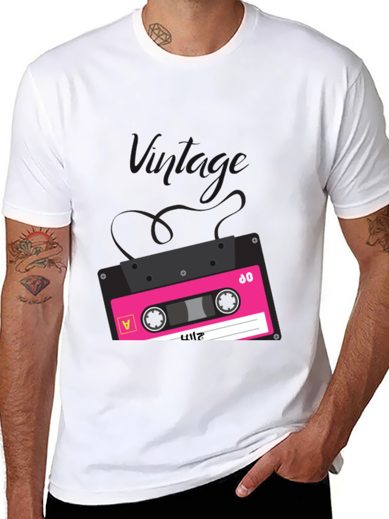 Retro Cassette Tape Graphic Tee - Black