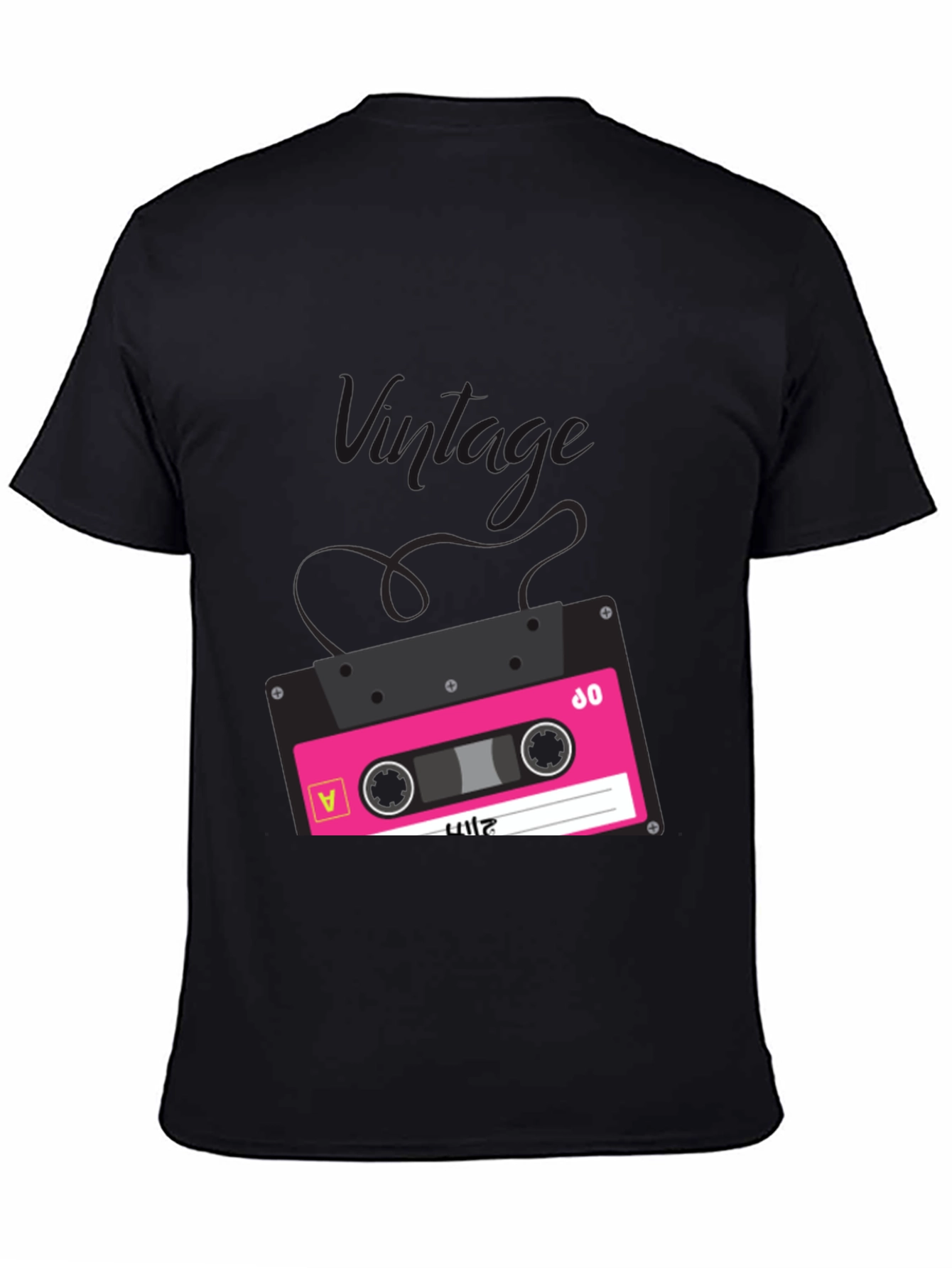 Retro Cassette Tape Graphic Tee - Black
