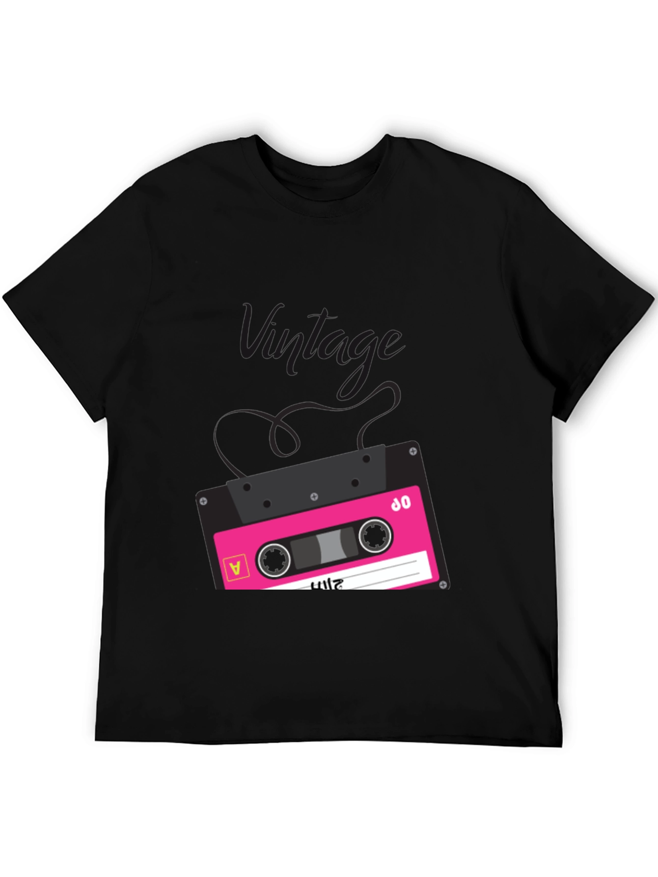 Retro Cassette Tape Graphic Tee - Black