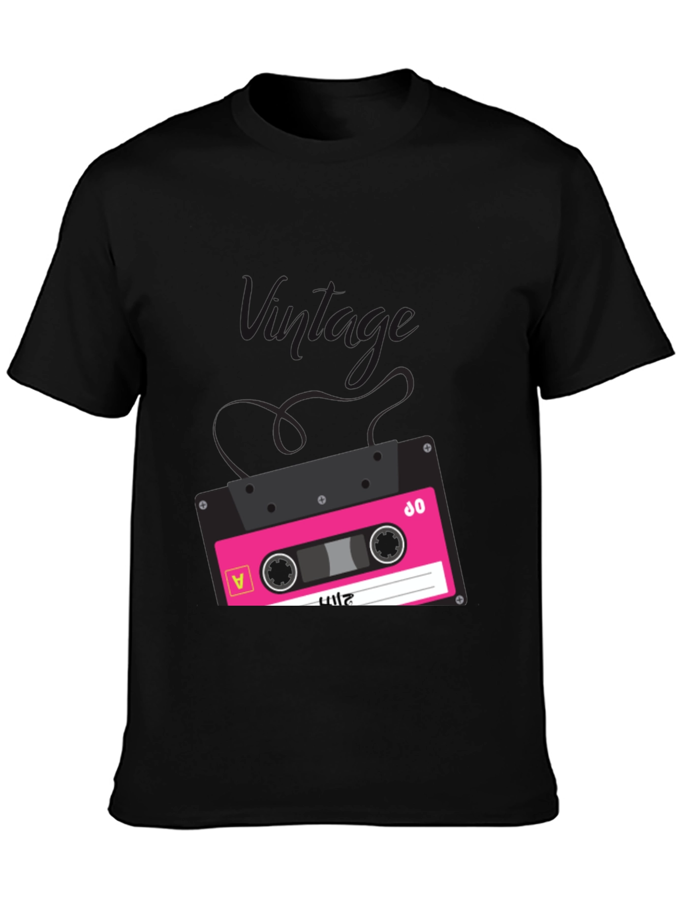 Retro Cassette Tape Graphic Tee - Black