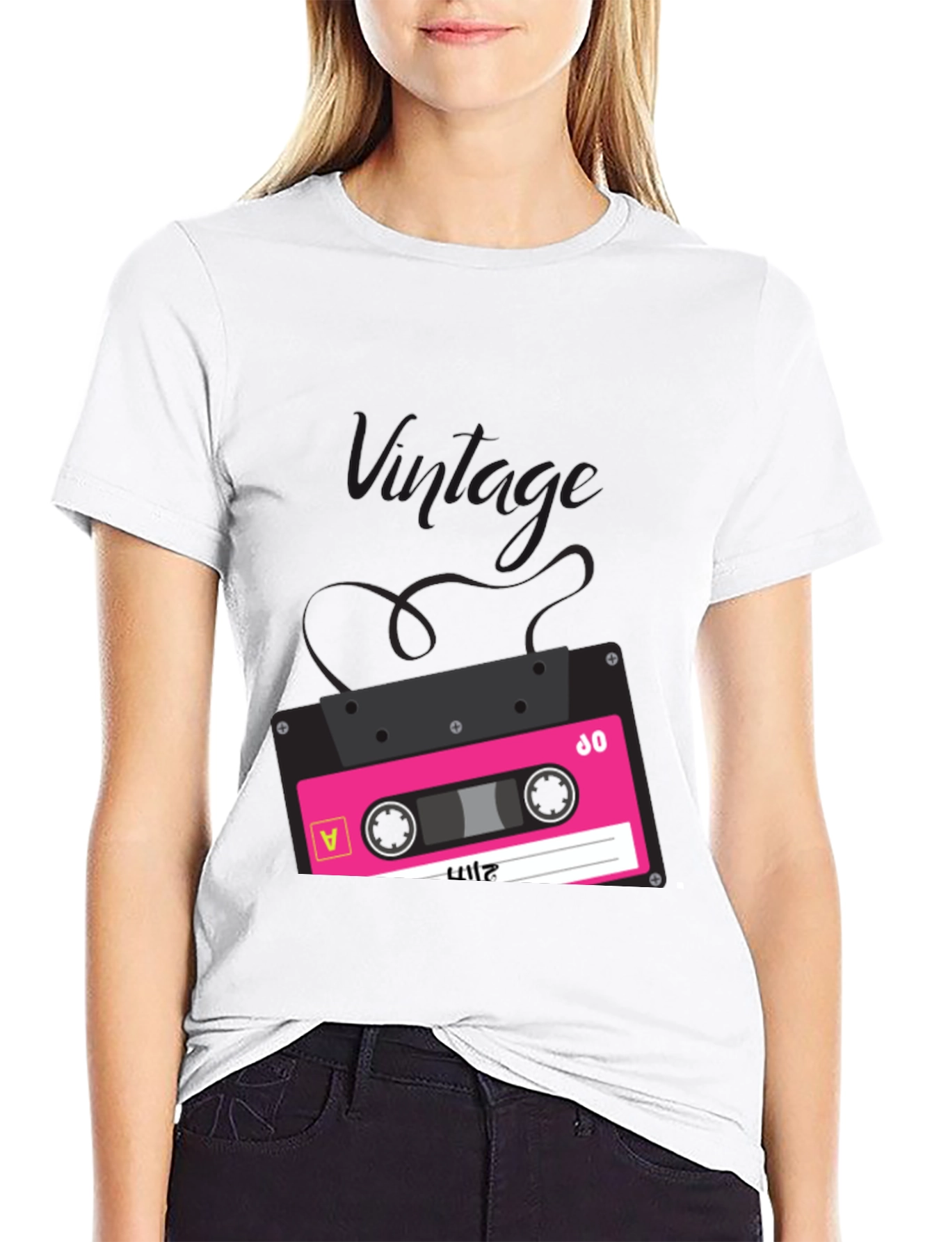 Retro Cassette Tape Graphic Tee - Black