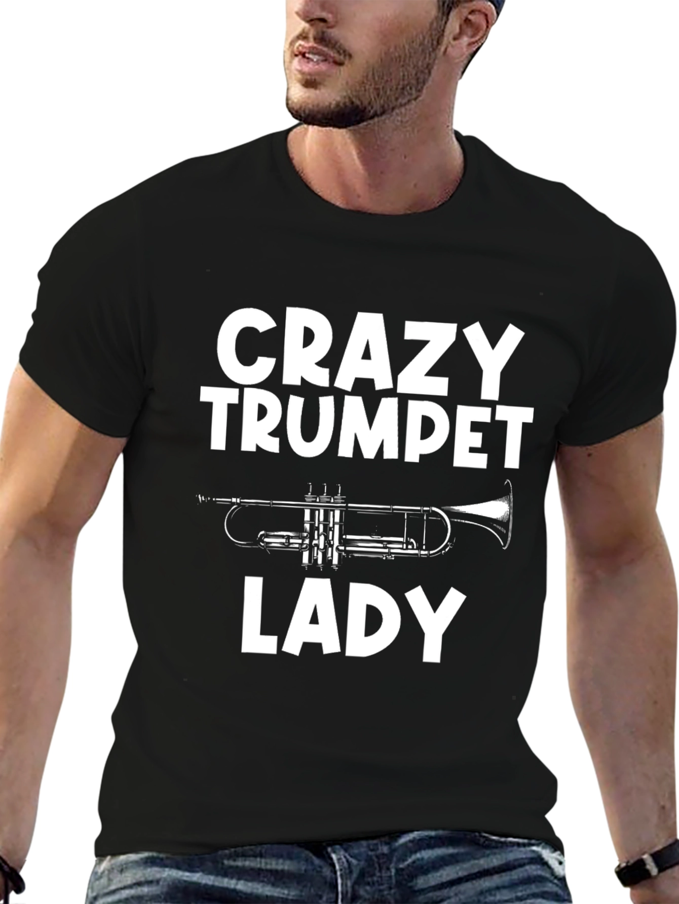 Crazy Trumpet Lady Graphic Tee - Musician T-Shirt