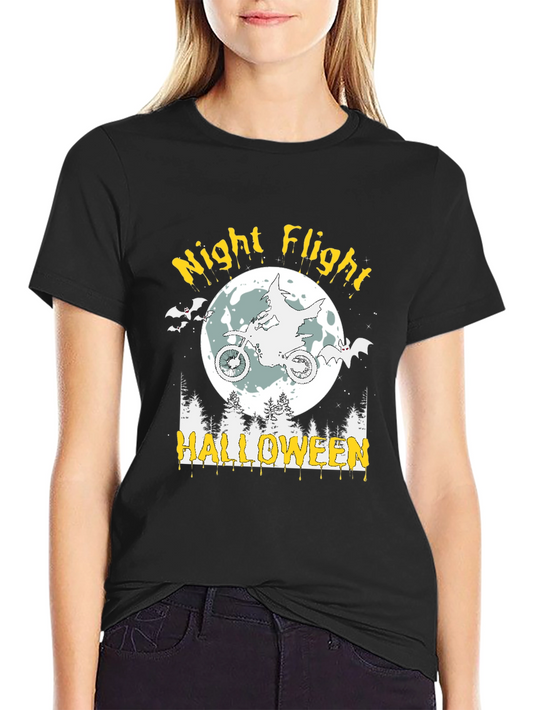 Night Flight Halloween Tee - Spooky Motorcycle Rider