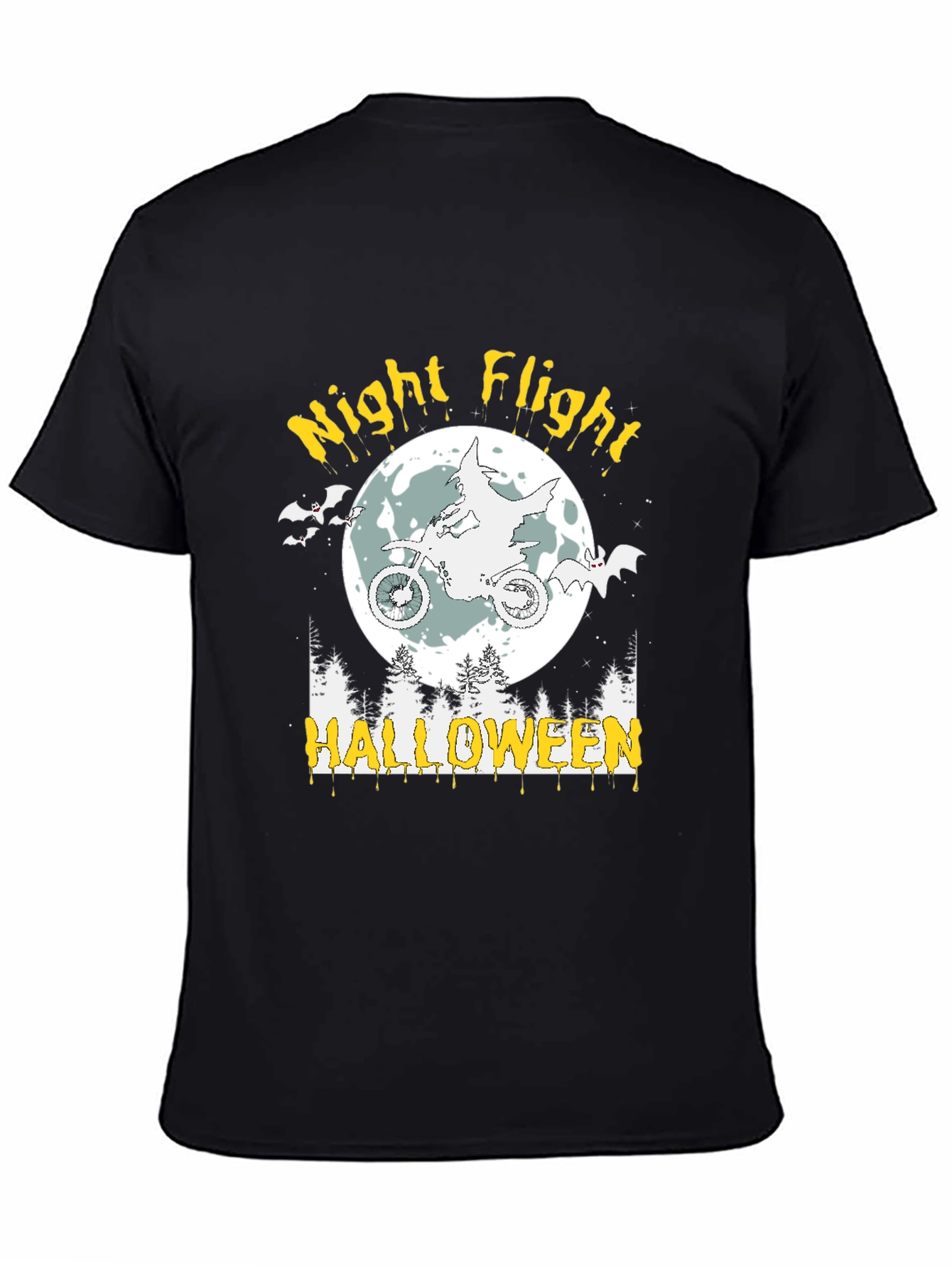 Night Flight Halloween Tee - Spooky Motorcycle Rider