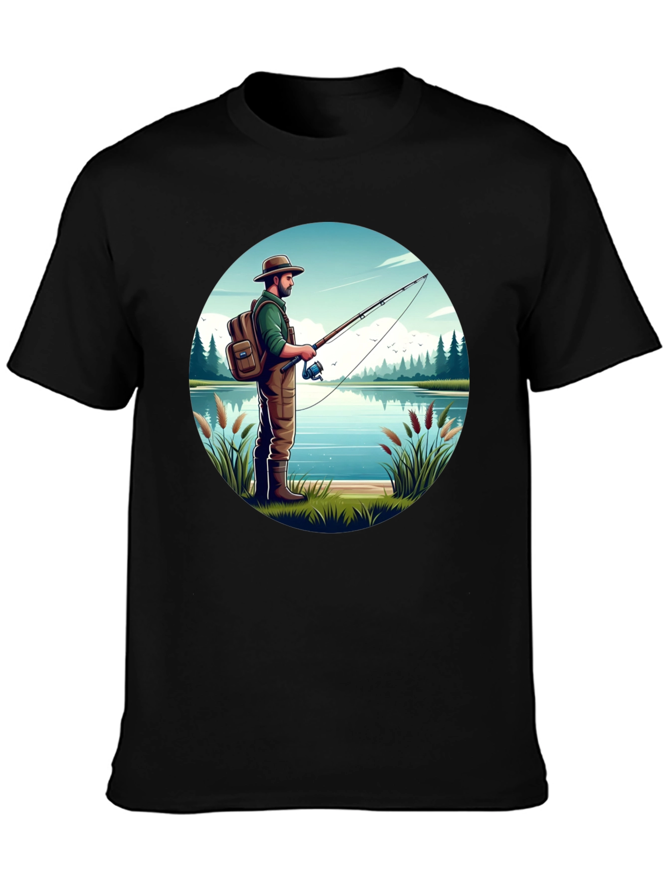 Fisherman Lake Graphic Tee - Nature Lover Shirt