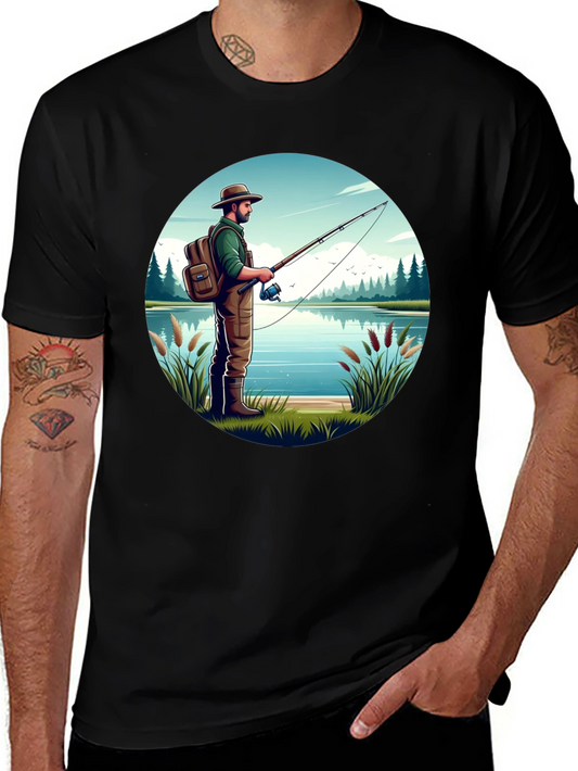 Fisherman Lake Graphic Tee - Nature Lover Shirt