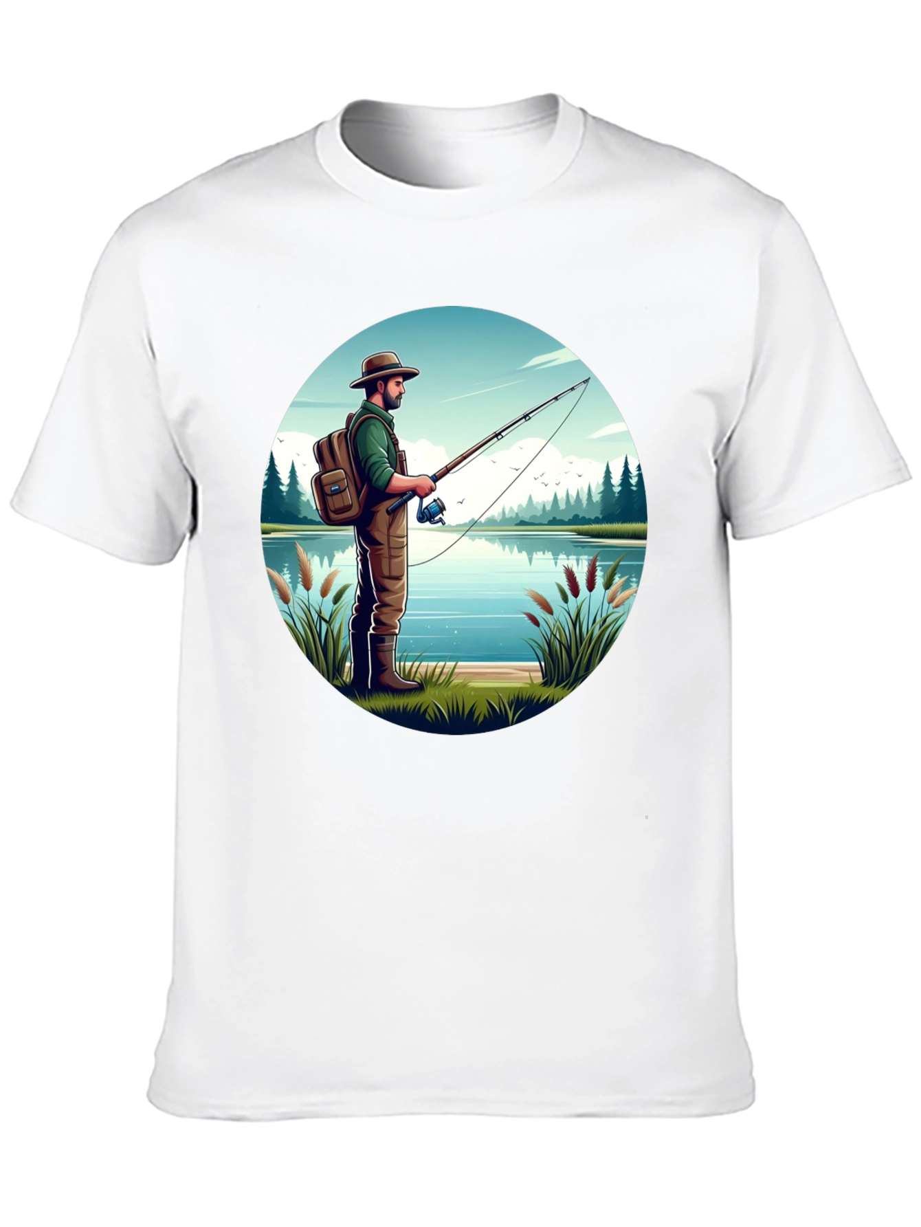 Fisherman Lake Graphic Tee - Nature Lover Shirt