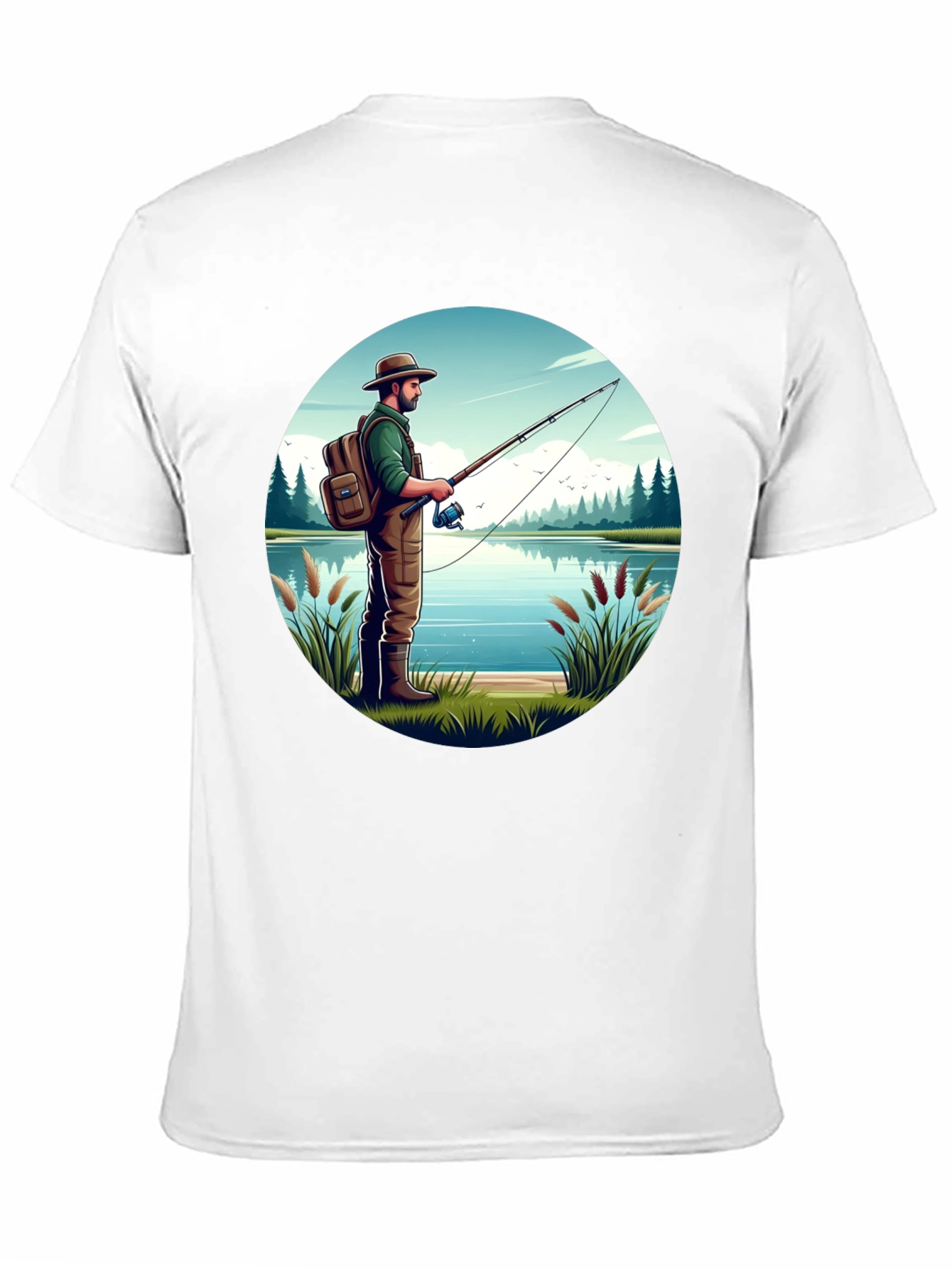 Fisherman Lake Graphic Tee - Nature Lover Shirt